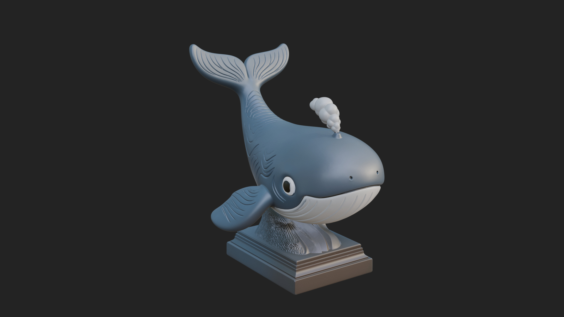 Cute Cartoon Whale Statue Design 3 3D Print Model 3D Model
