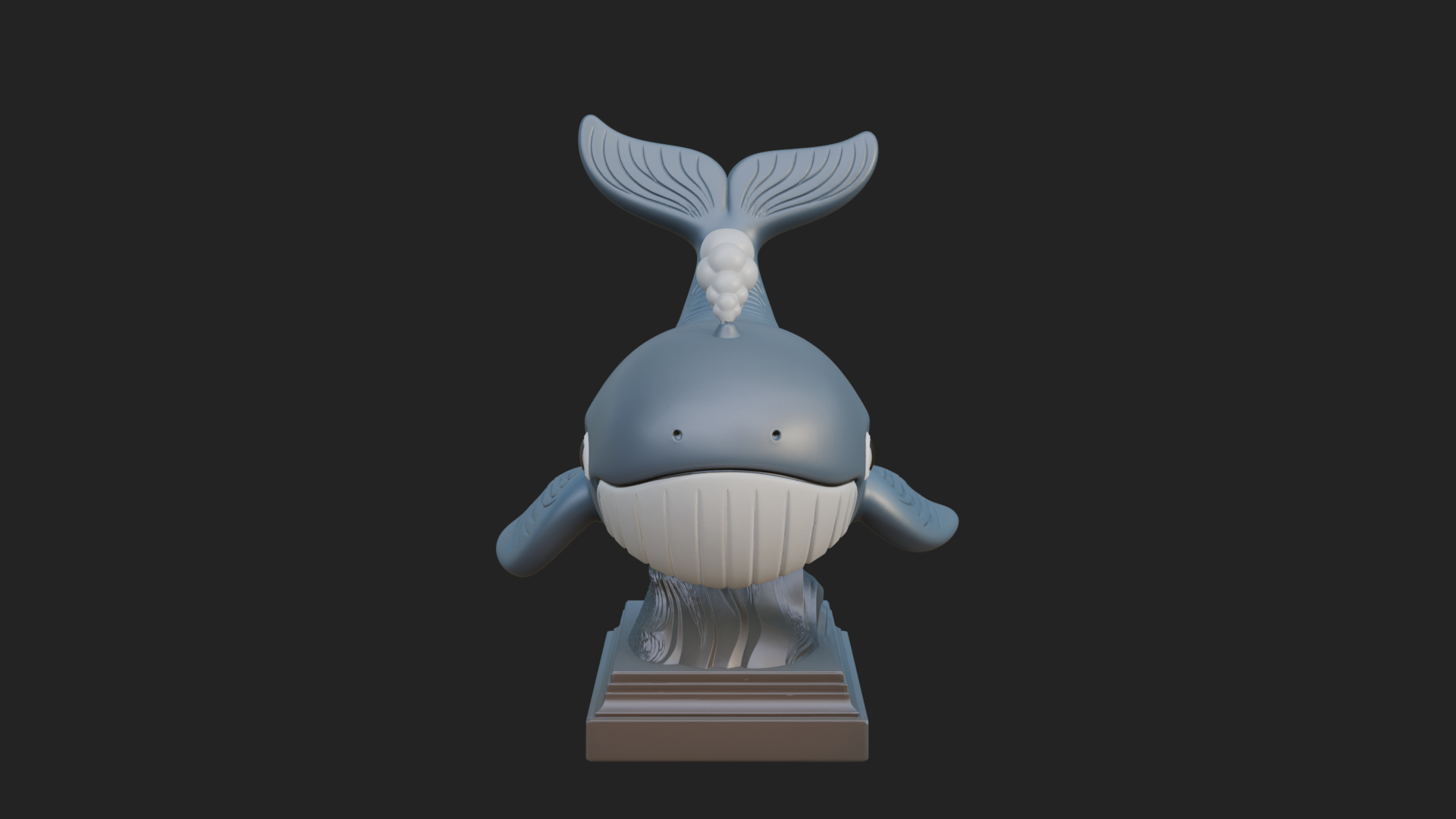 Cute Cartoon Whale Statue Design 3 3D Print Model 3D Model