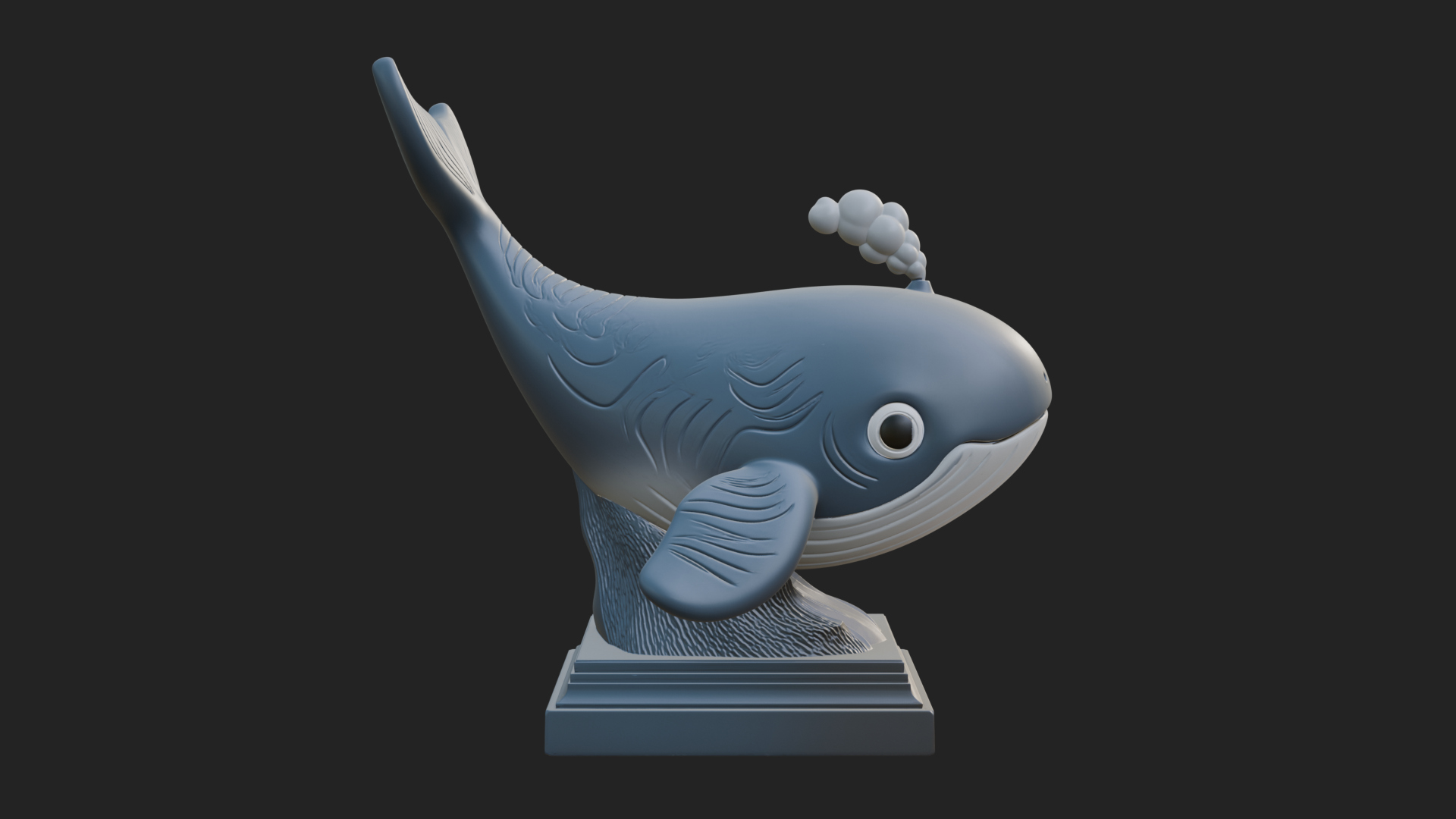 Cute Cartoon Whale Statue Design 3 3D Print Model 3D Model