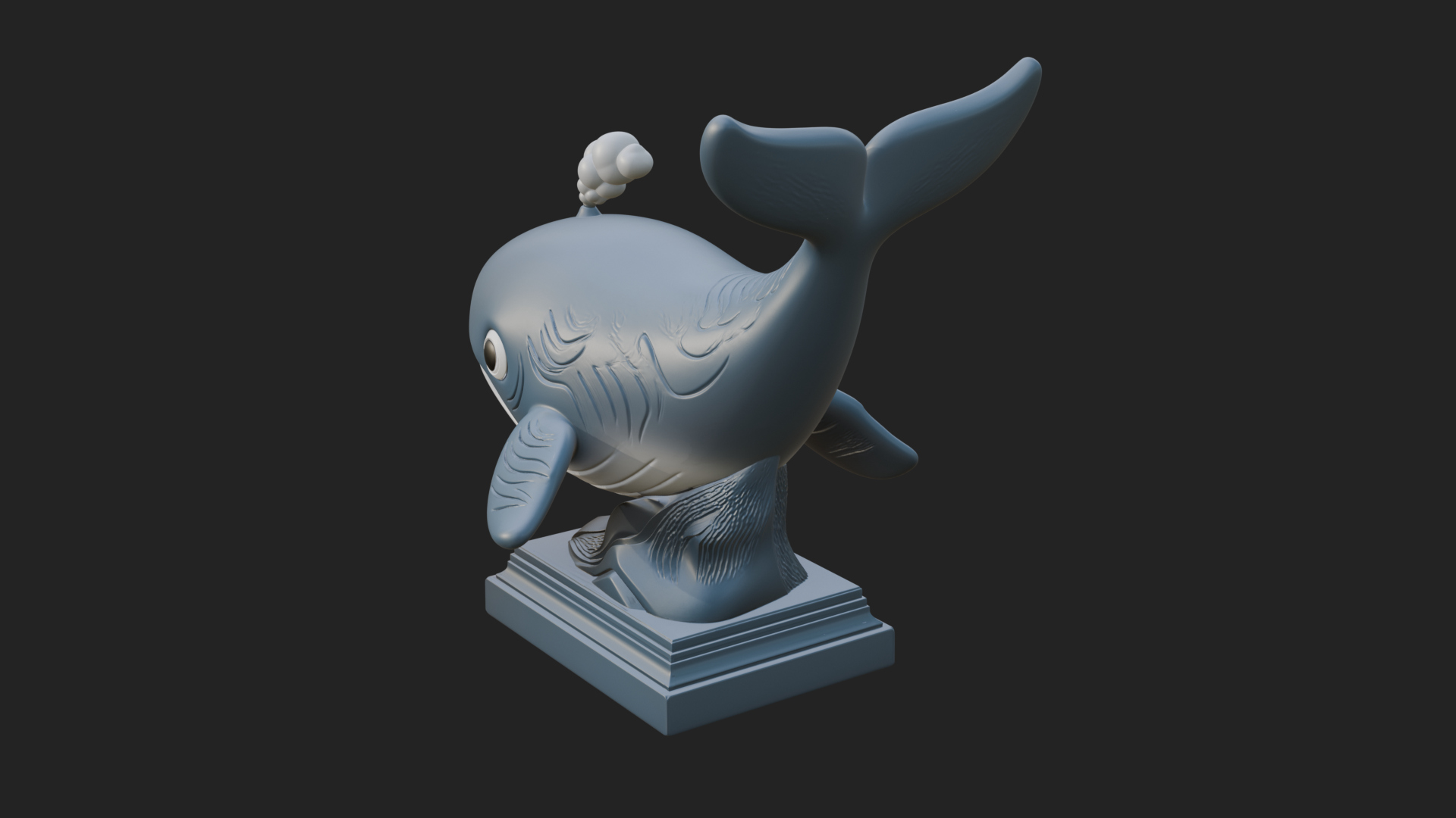 Cute Cartoon Whale Statue Design 3 3D Print Model 3D Model