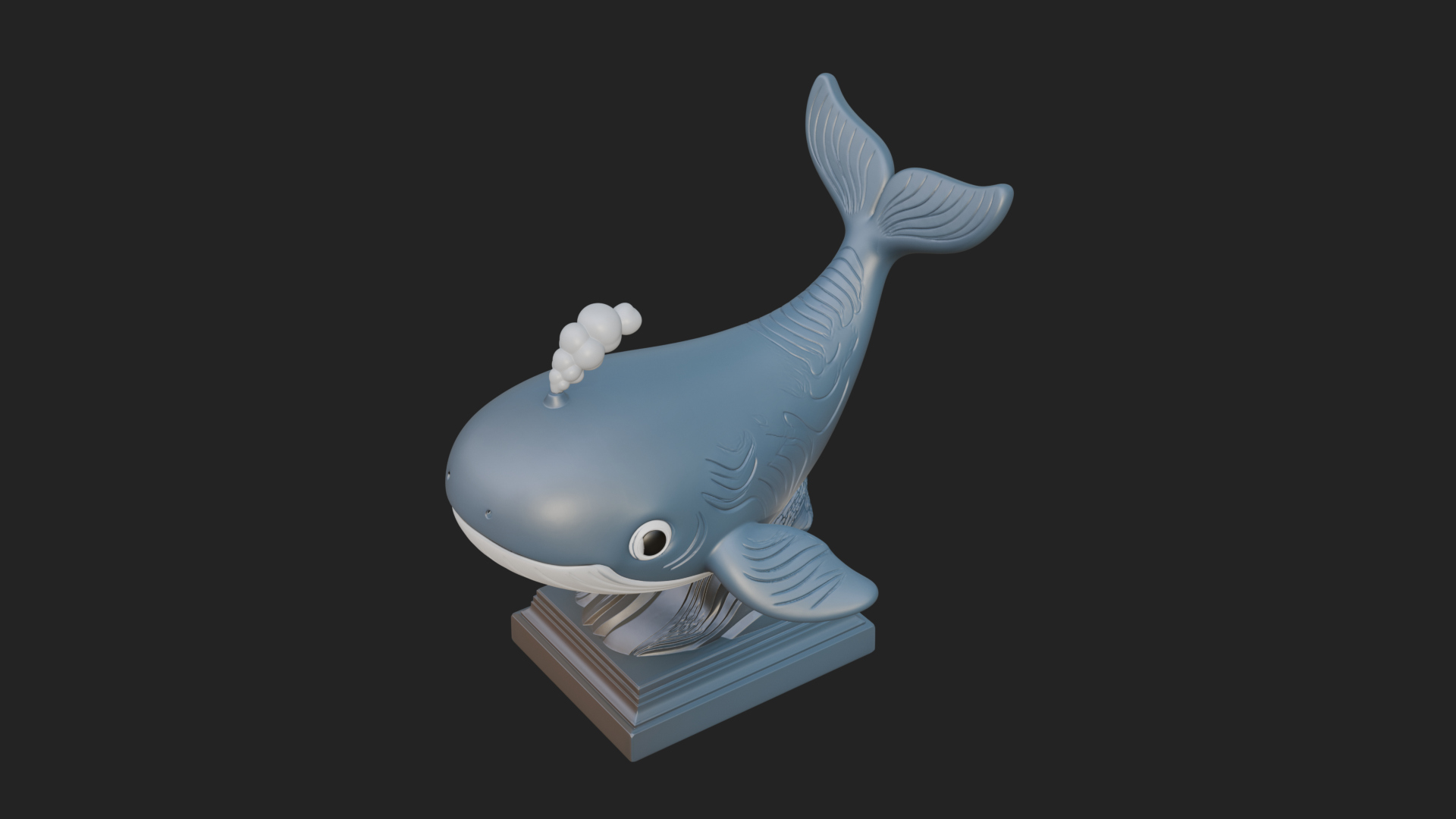 Cute Cartoon Whale Statue Design 3 3D Print Model 3D Model