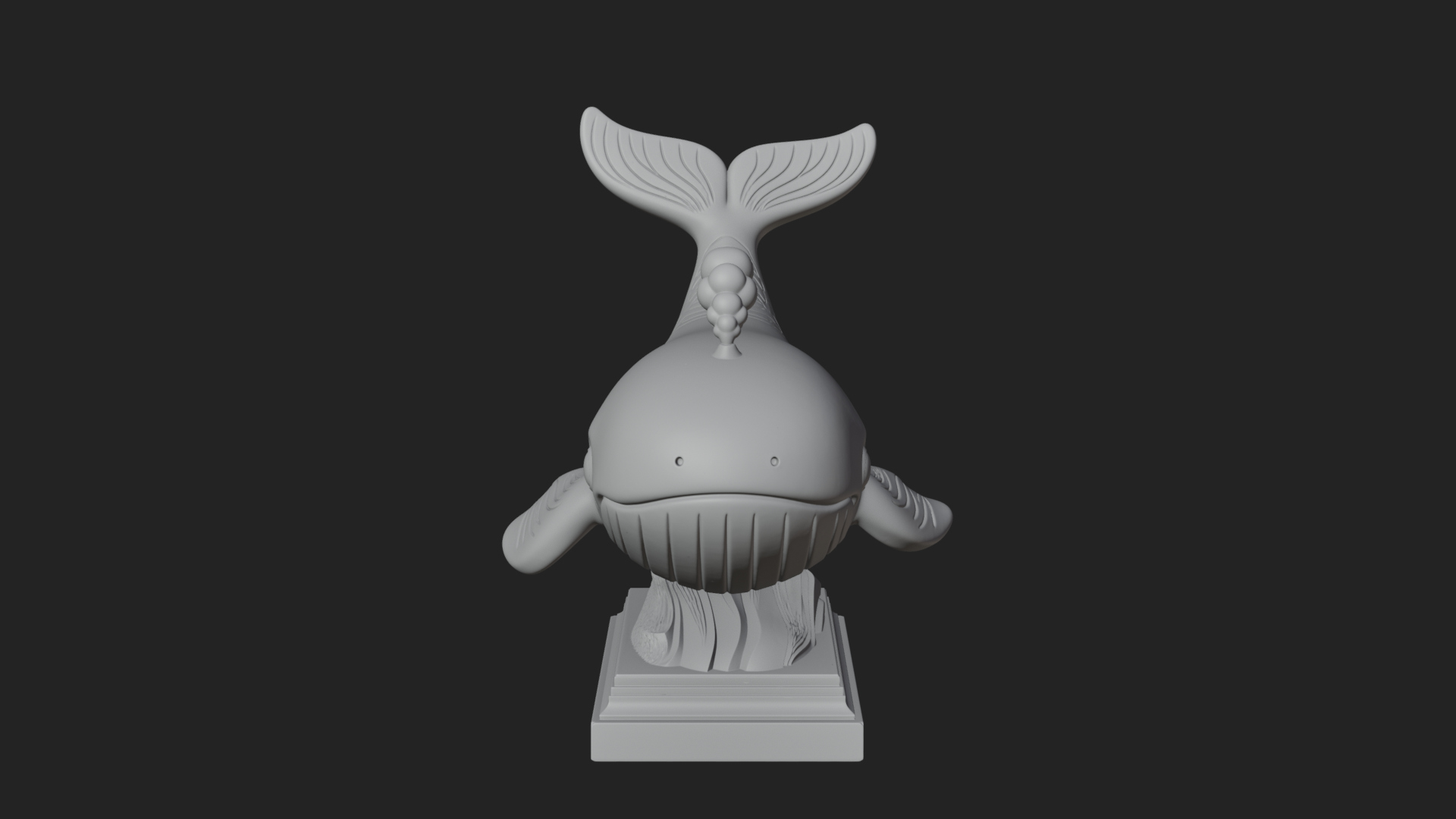 Cute Cartoon Whale Statue Design 3 3D Print Model 3D Model