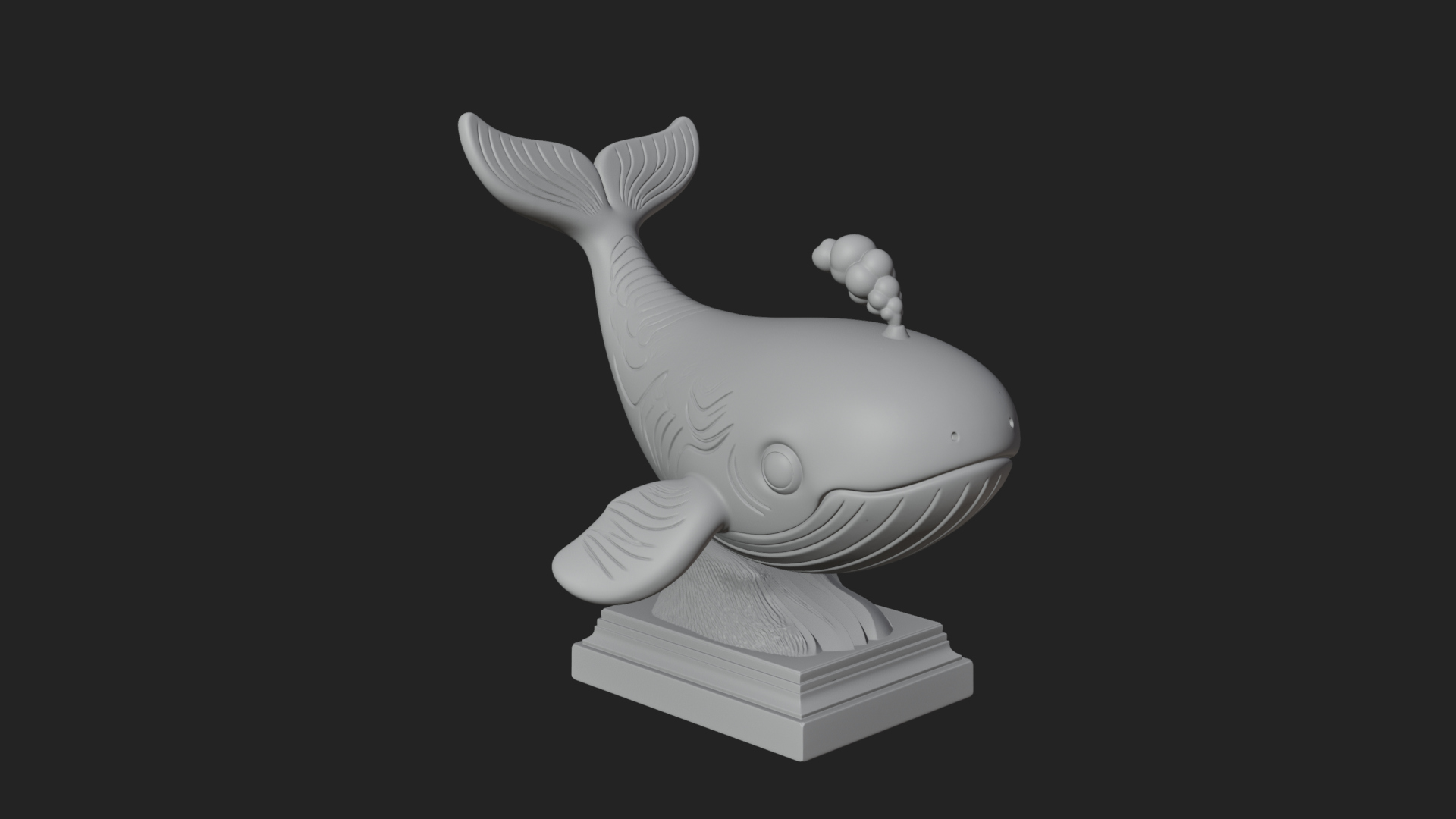 Cute Cartoon Whale Statue Design 3 3D Print Model 3D Model