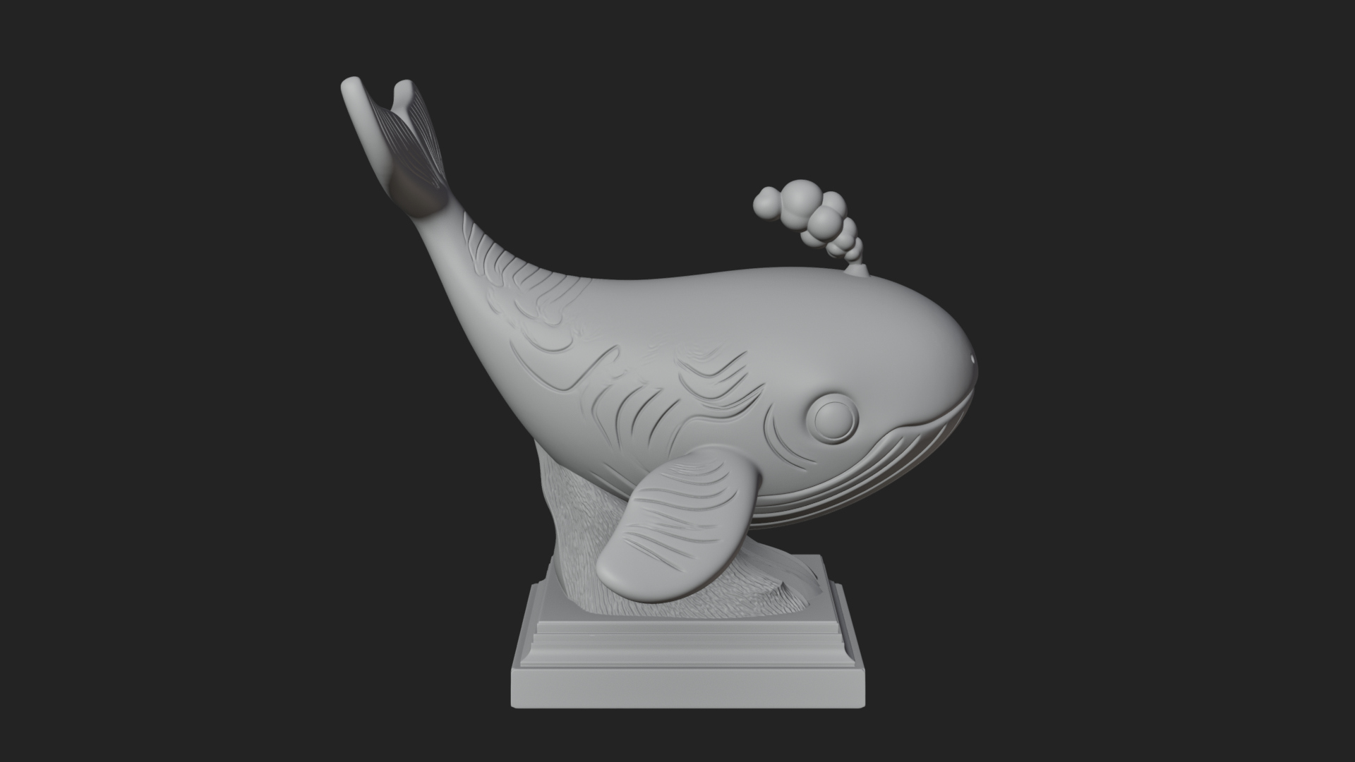 Cute Cartoon Whale Statue Design 3 3D Print Model 3D Model