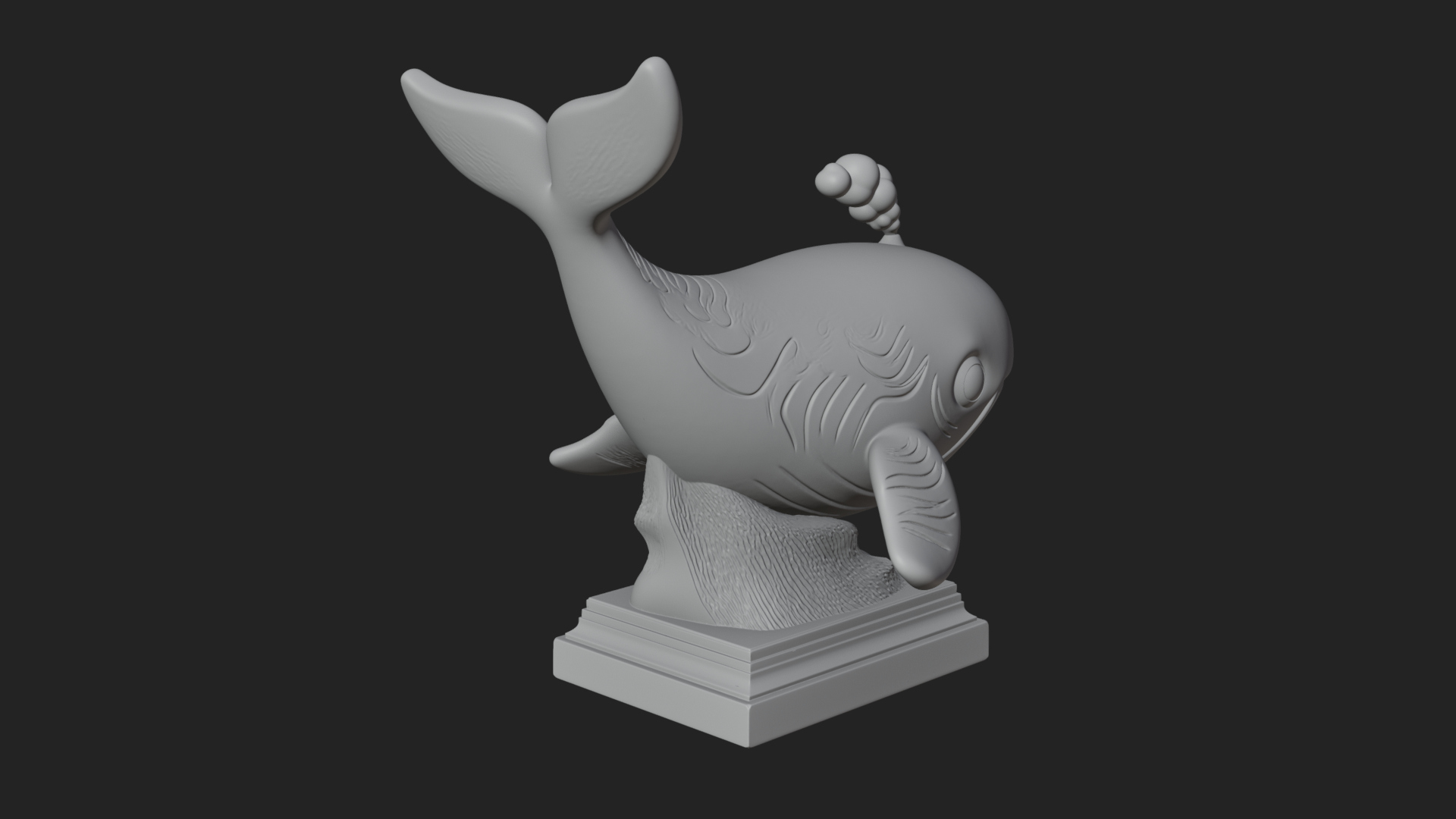 Cute Cartoon Whale Statue Design 3 3D Print Model 3D Model