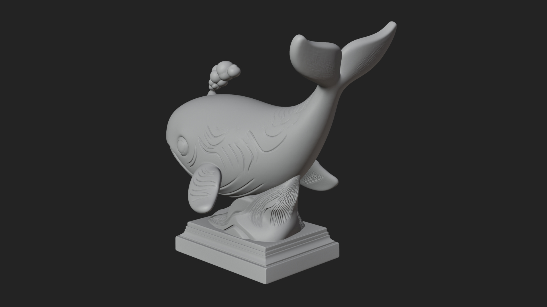 Cute Cartoon Whale Statue Design 3 3D Print Model 3D Model