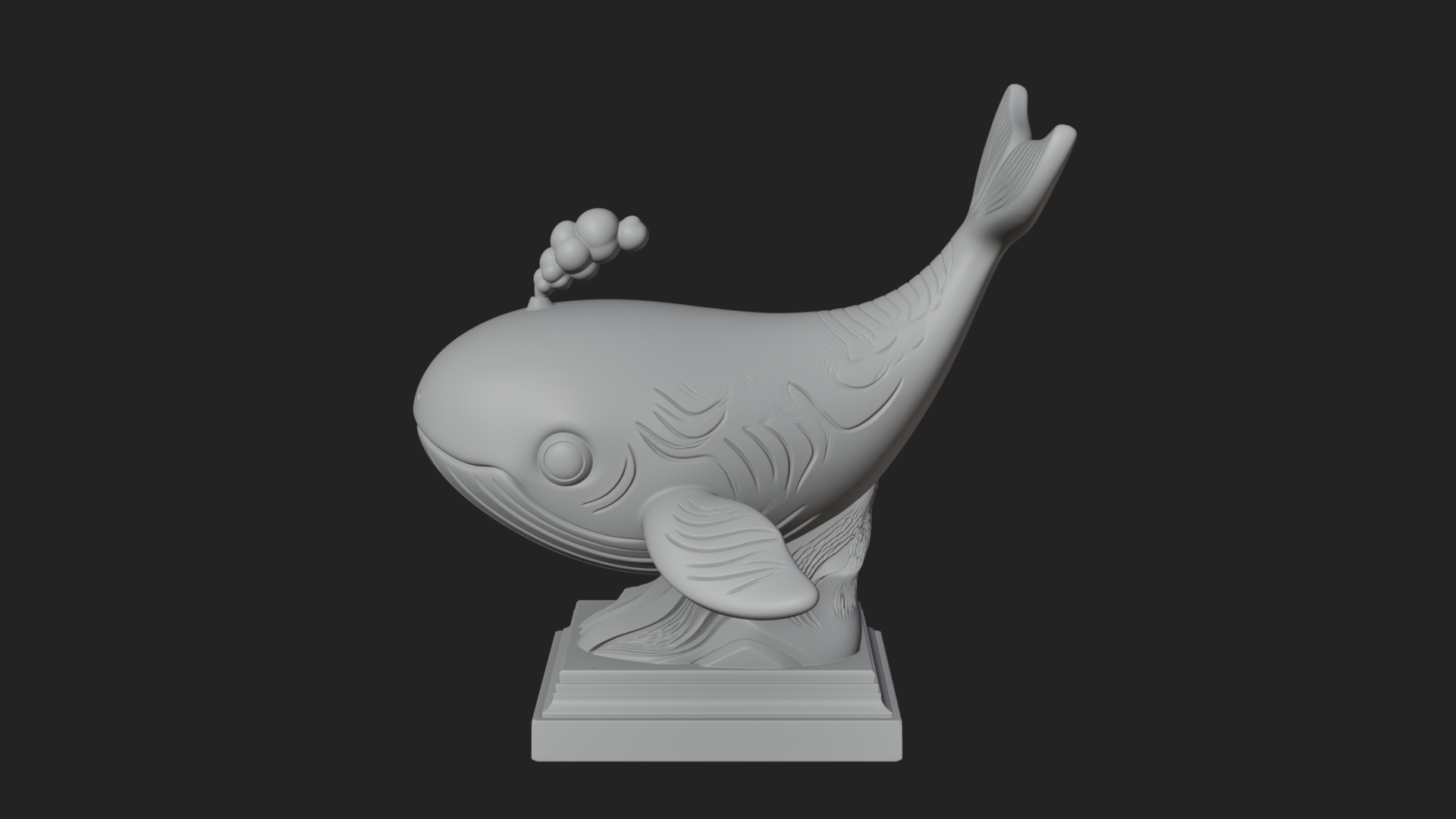 Cute Cartoon Whale Statue Design 3 3D Print Model 3D Model