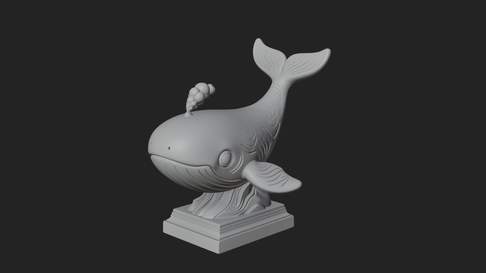Cute Cartoon Whale Statue Design 3 3D Print Model 3D Model