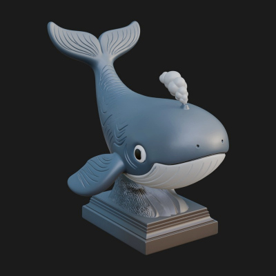 Cute Cartoon Whale Statue Design 3 3D Print Model