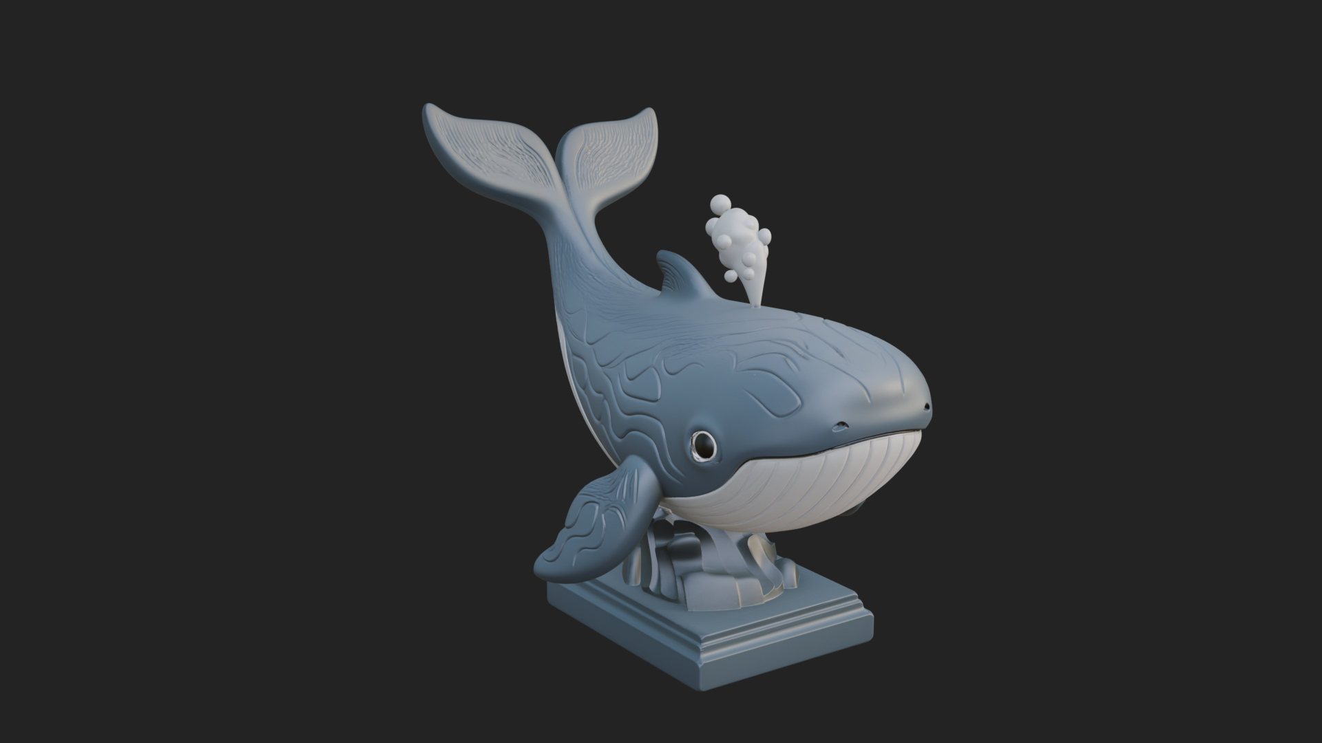 Cute Cartoon Whale Statue Design 4 3D Print Model 3D Model