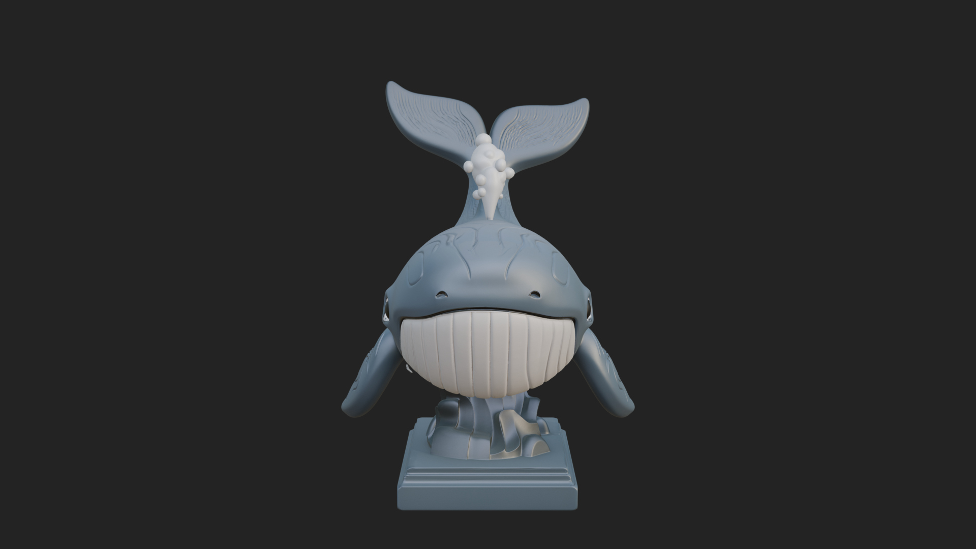 Cute Cartoon Whale Statue Design 4 3D Print Model 3D Model