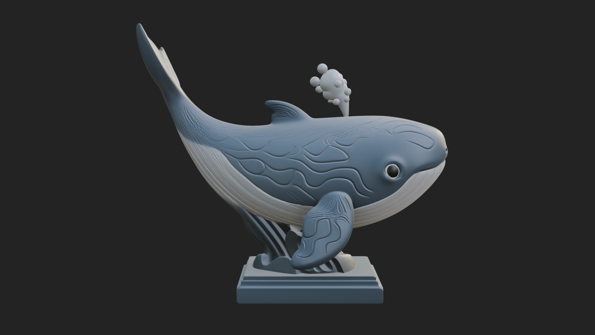Cute Cartoon Whale Statue Design 4 3D Print Model 3D Model