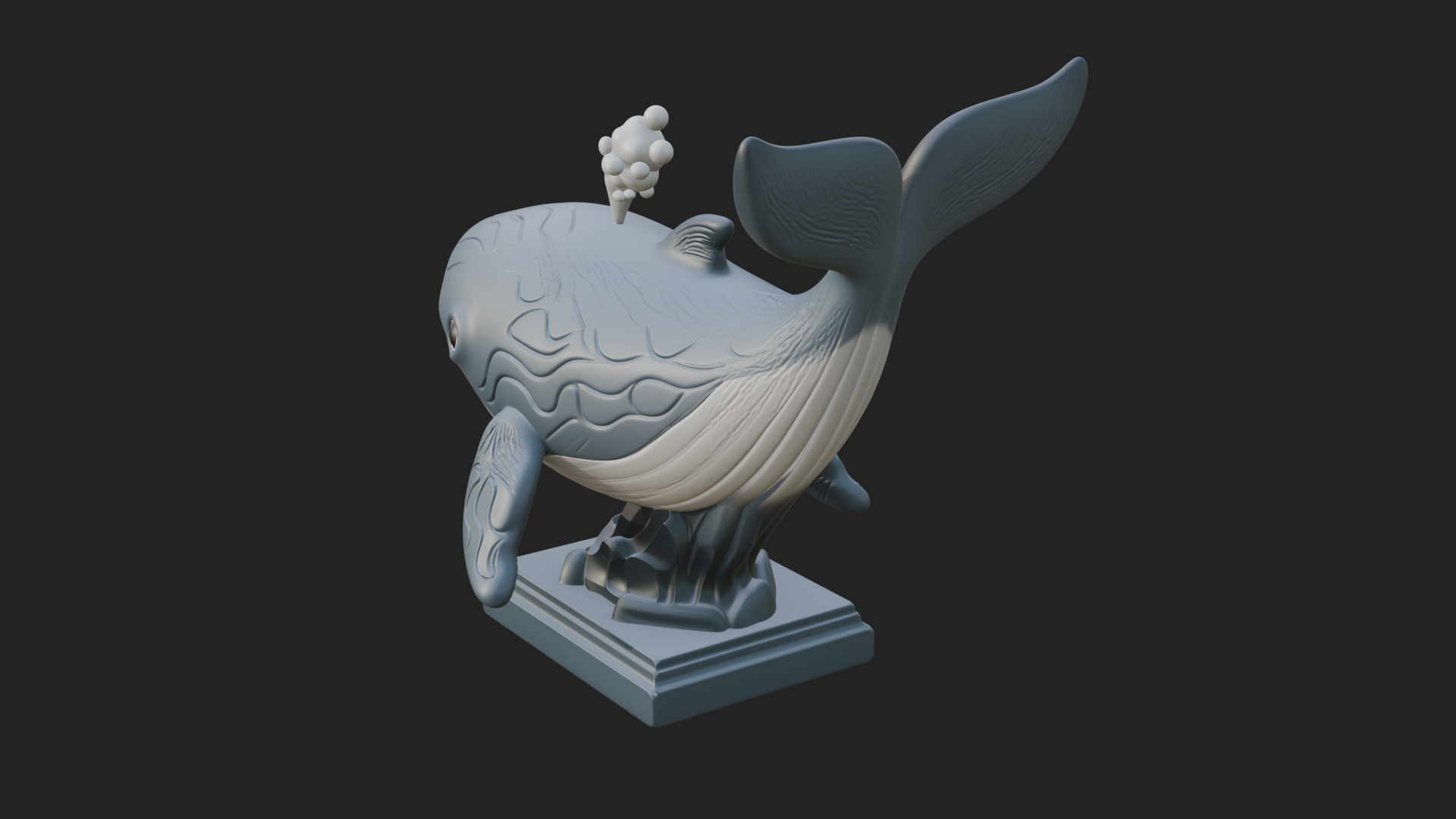 Cute Cartoon Whale Statue Design 4 3D Print Model 3D Model