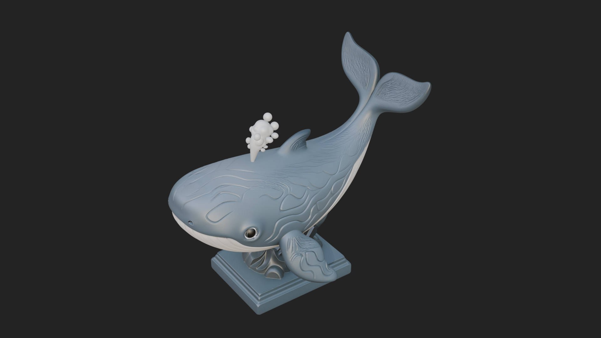 Cute Cartoon Whale Statue Design 4 3D Print Model 3D Model