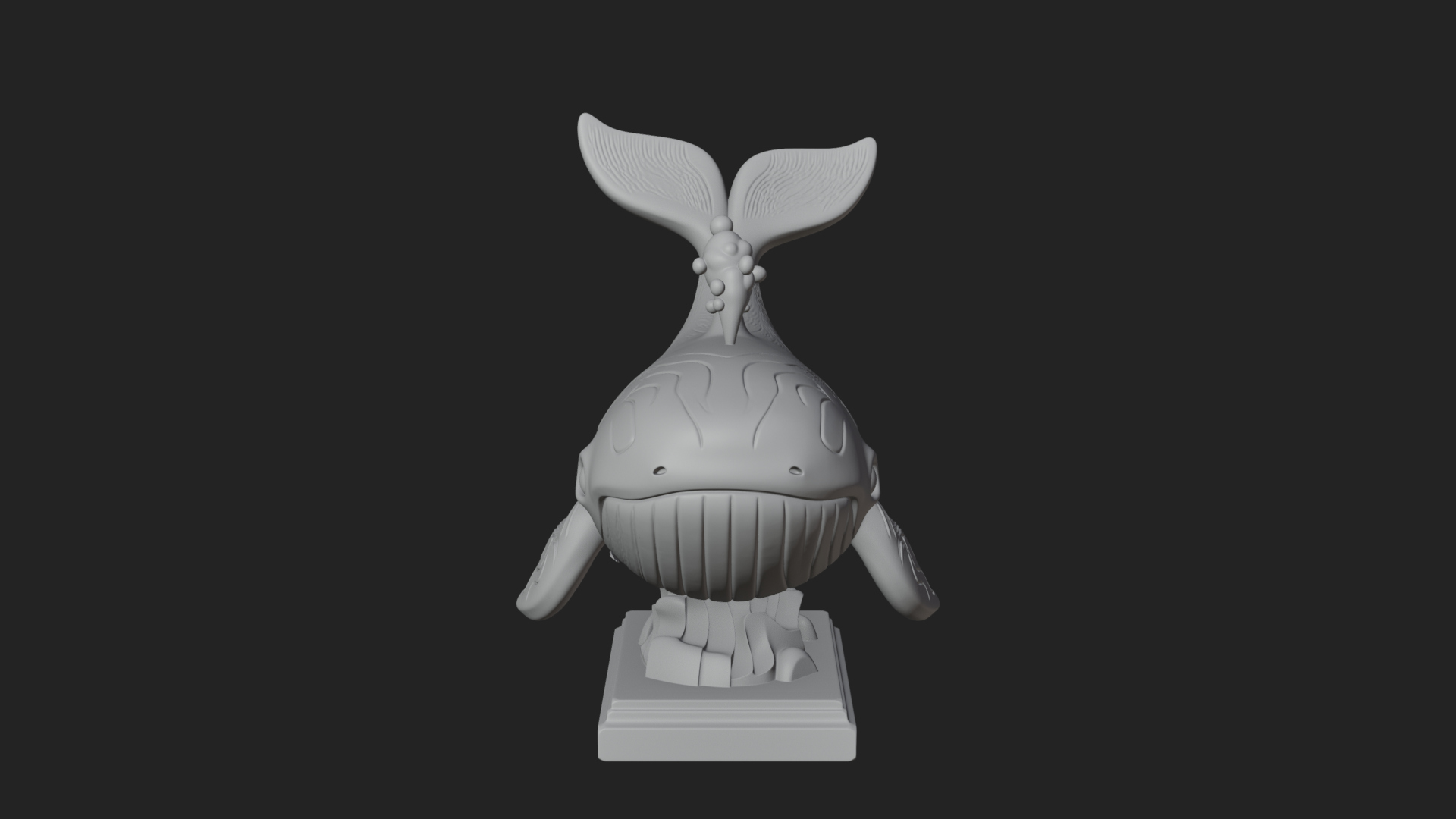 Cute Cartoon Whale Statue Design 4 3D Print Model 3D Model
