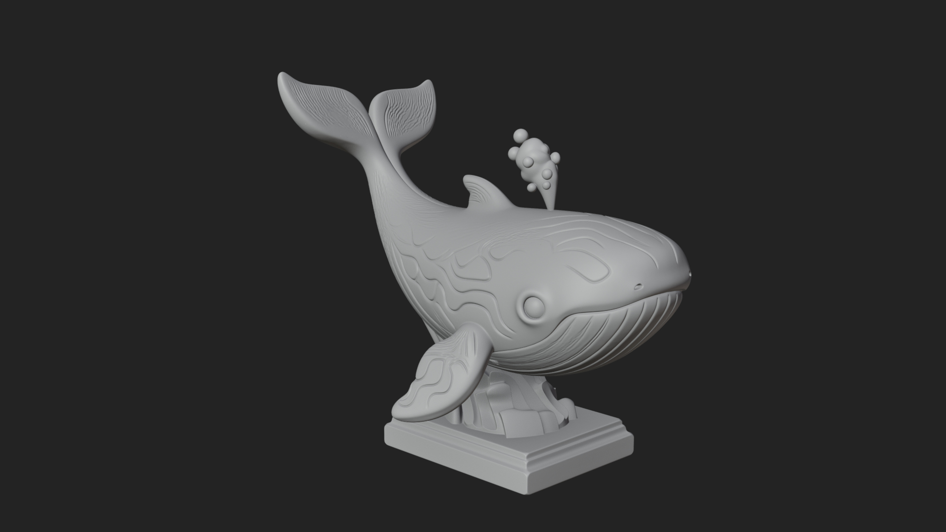 Cute Cartoon Whale Statue Design 4 3D Print Model 3D Model