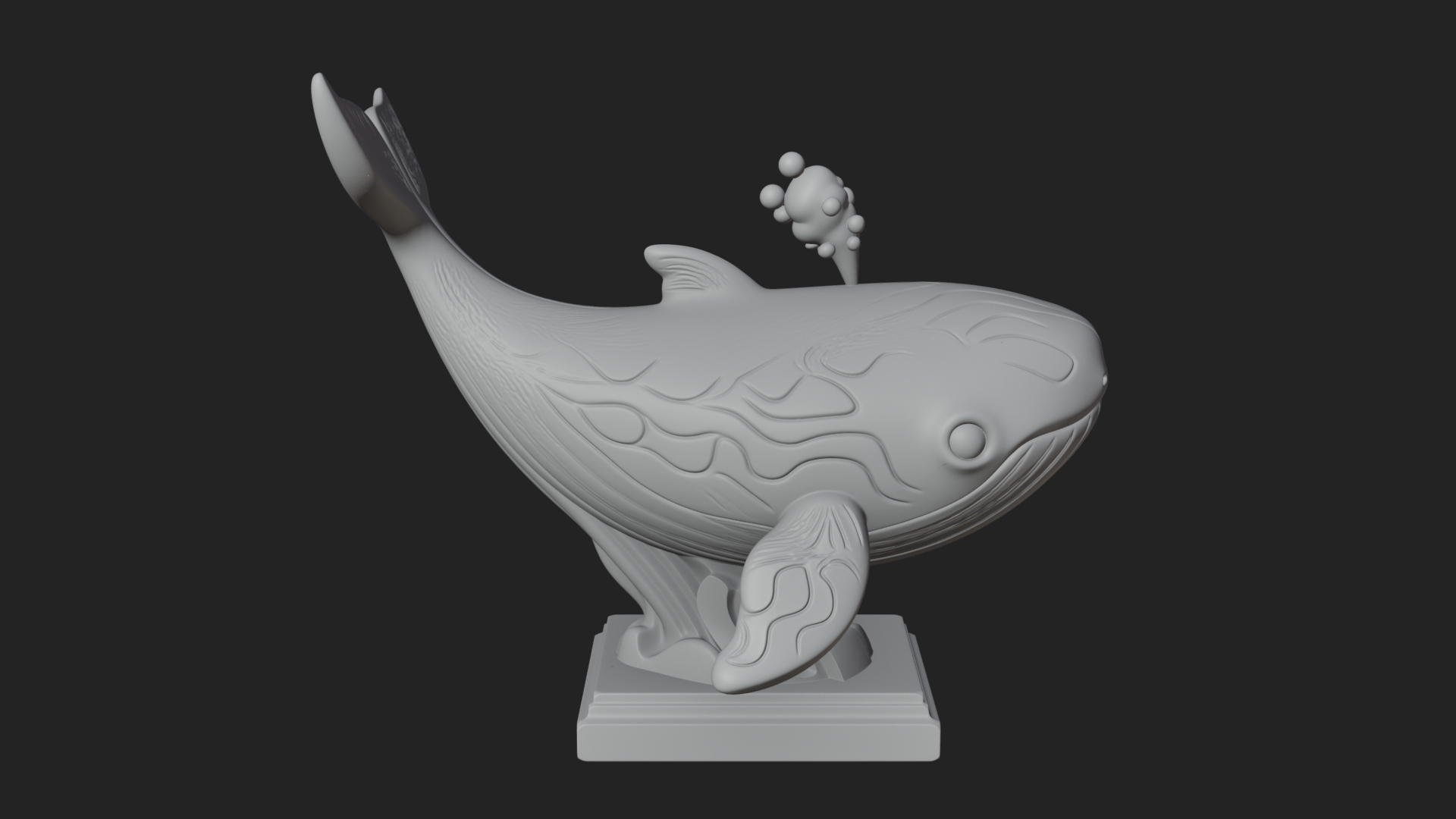Cute Cartoon Whale Statue Design 4 3D Print Model 3D Model