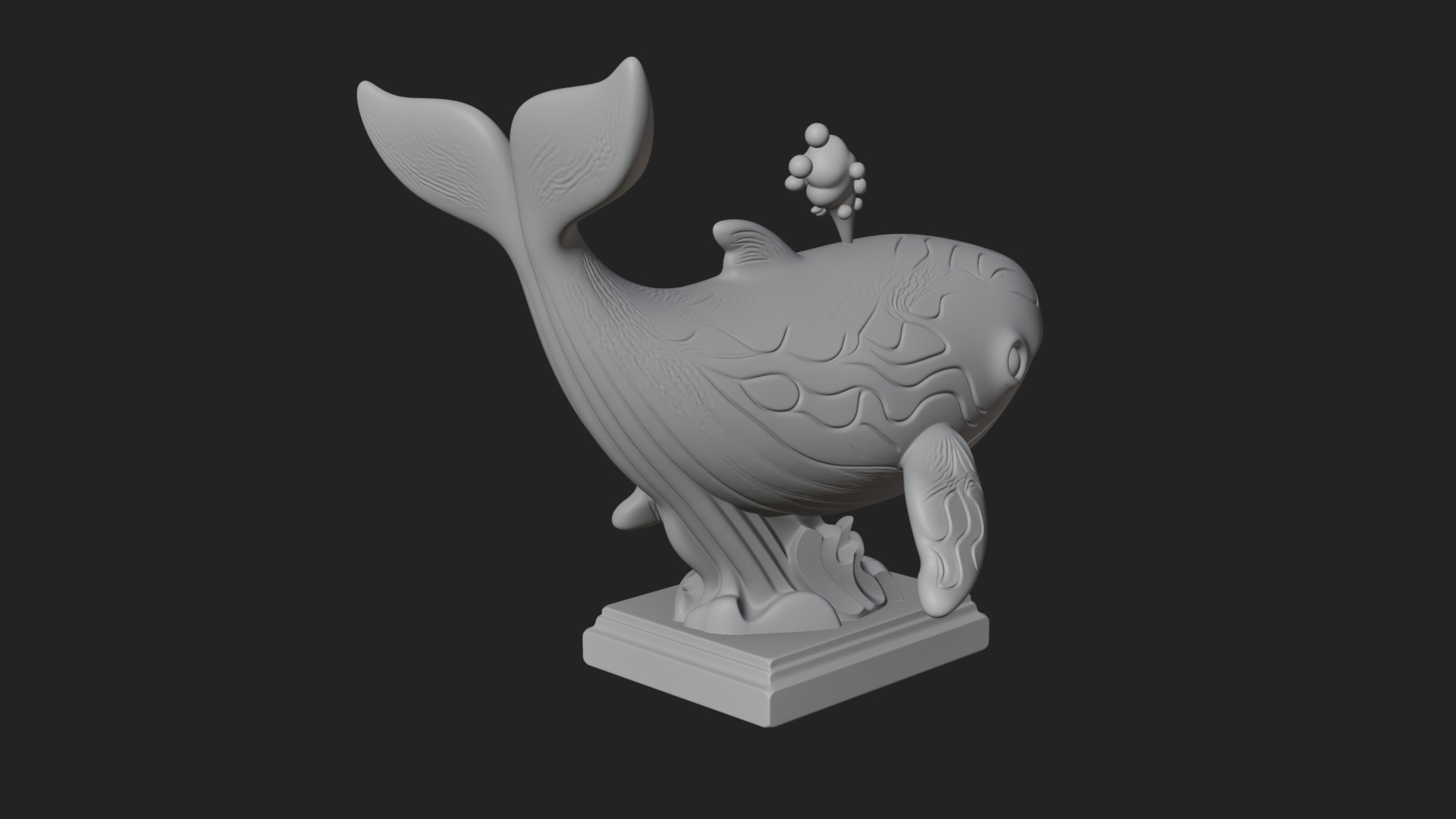 Cute Cartoon Whale Statue Design 4 3D Print Model 3D Model