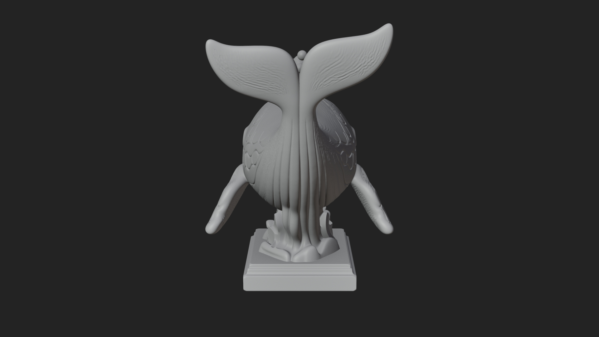 Cute Cartoon Whale Statue Design 4 3D Print Model 3D Model