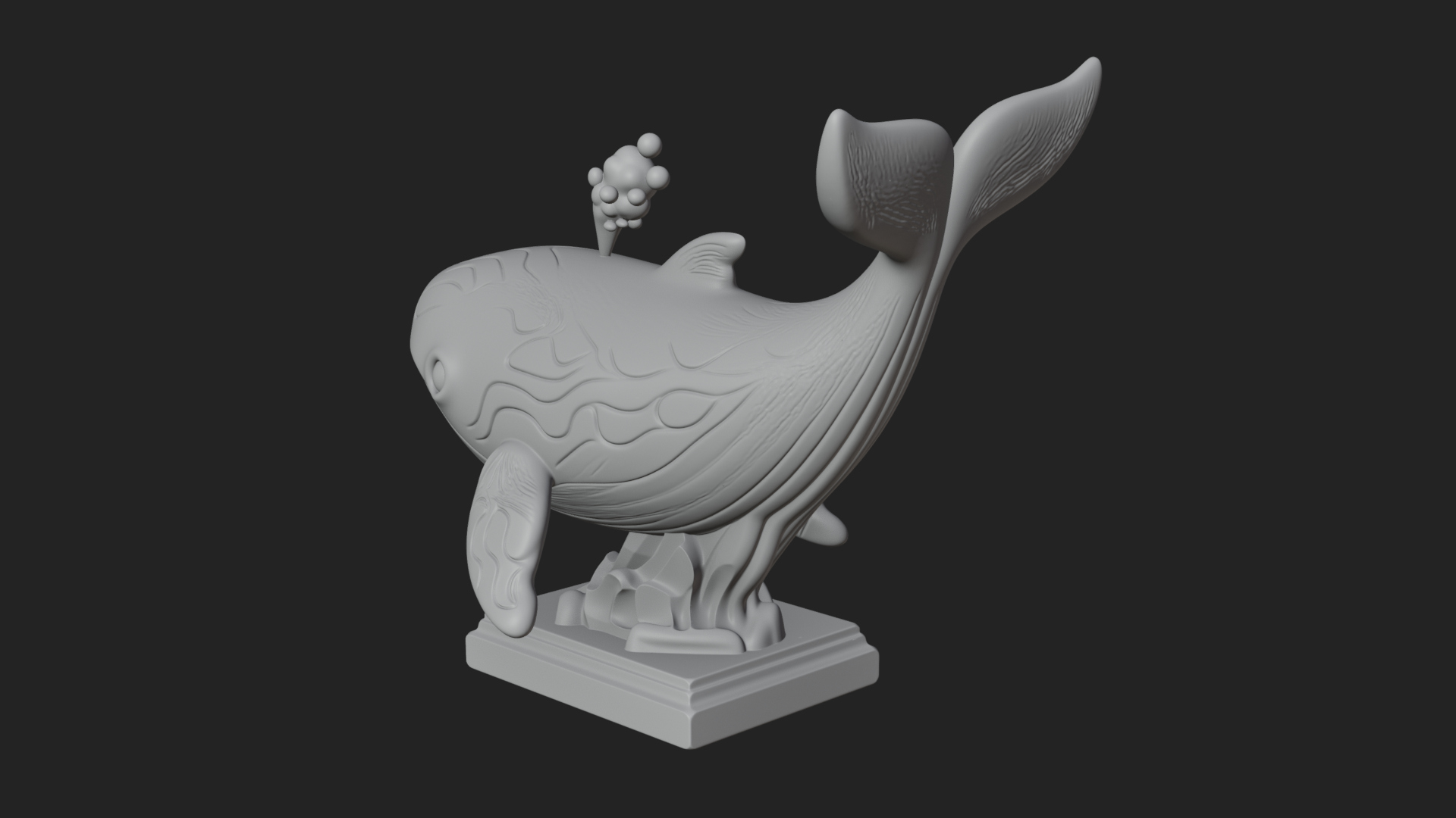 Cute Cartoon Whale Statue Design 4 3D Print Model 3D Model
