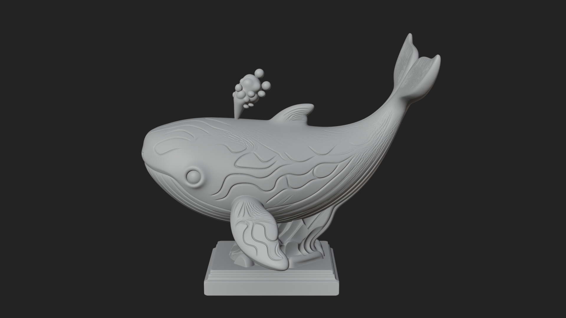 Cute Cartoon Whale Statue Design 4 3D Print Model 3D Model