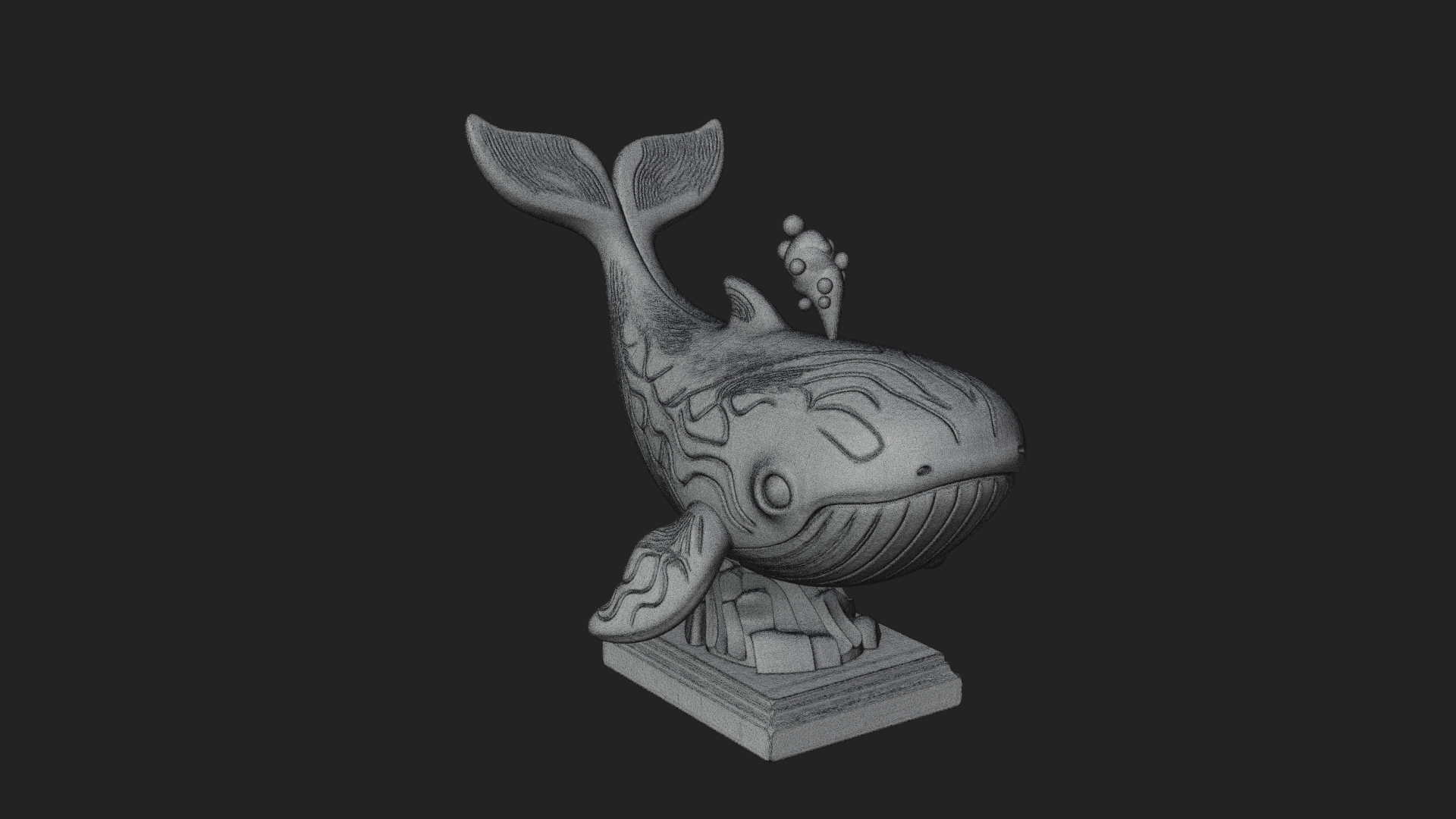 Cute Cartoon Whale Statue Design 4 3D Print Model 3D Model