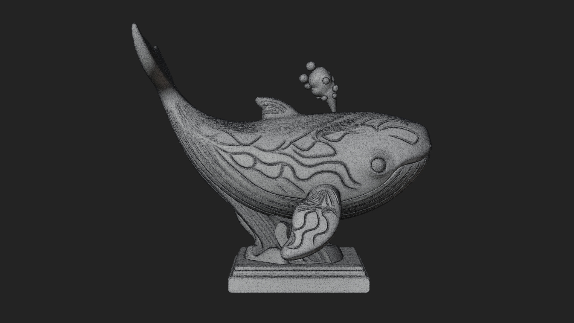 Cute Cartoon Whale Statue Design 4 3D Print Model 3D Model