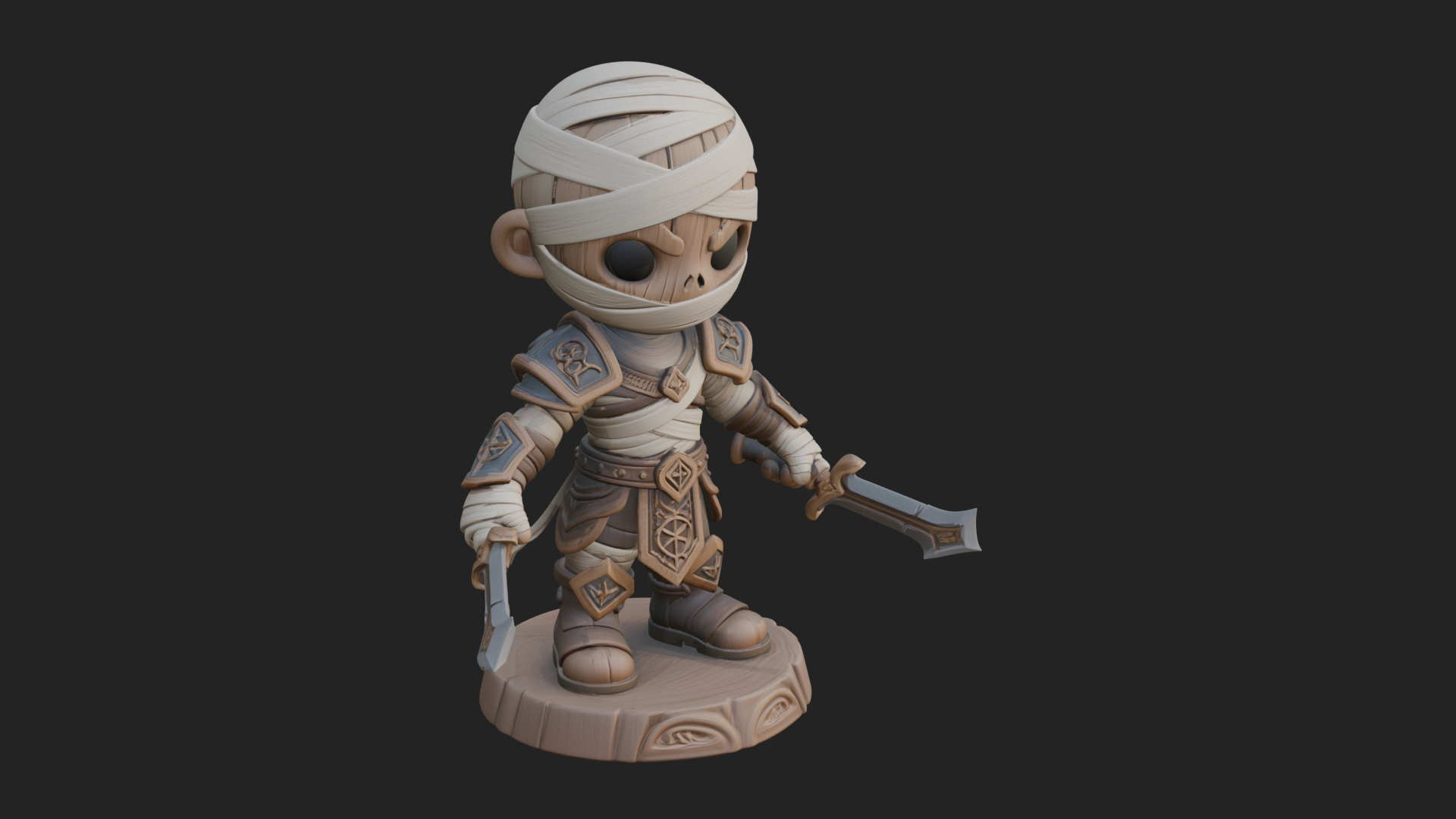 Cute Chibi Mummy Statue Design 5 3D Print Model 3D Model