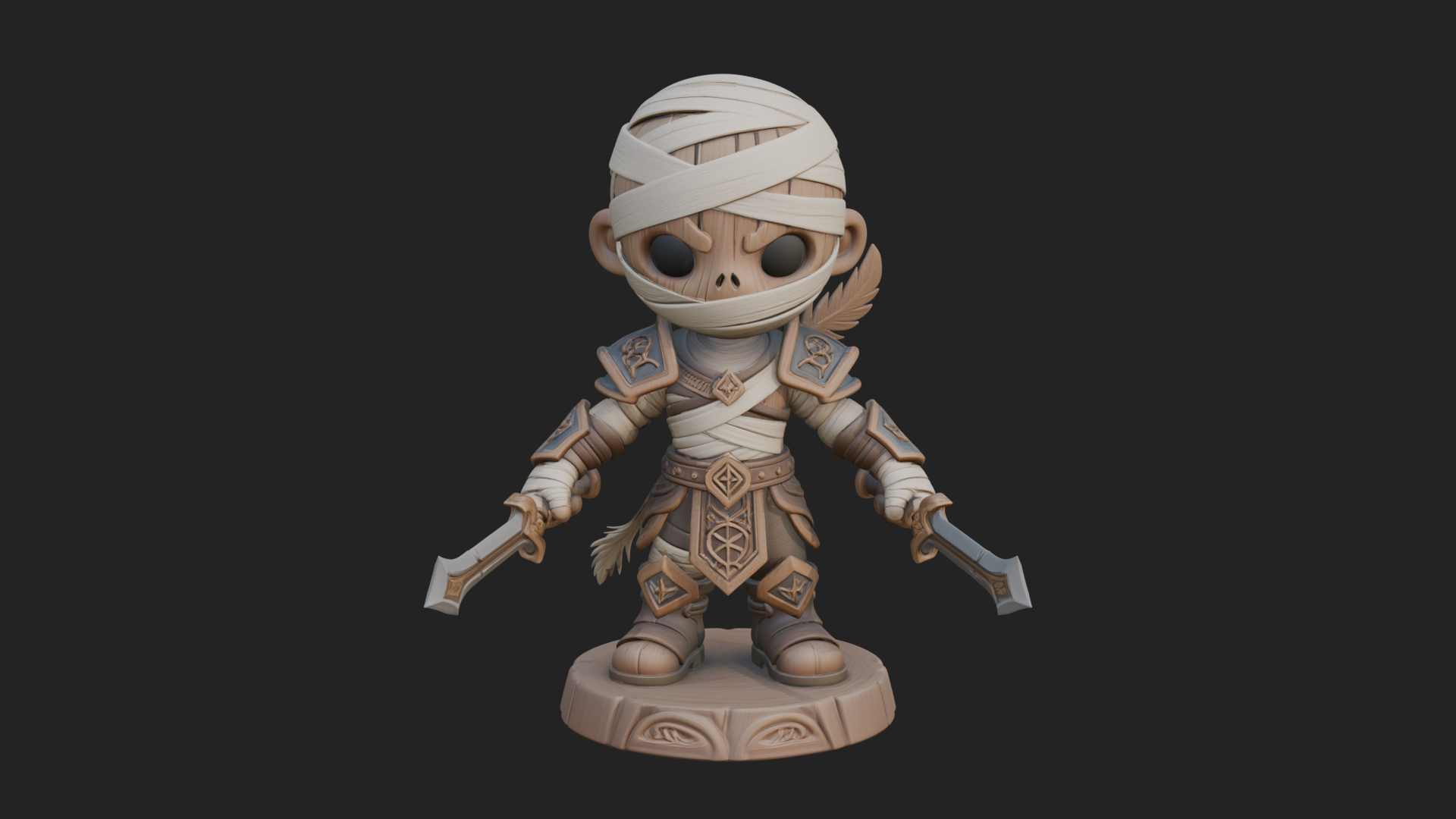 Cute Chibi Mummy Statue Design 5 3D Print Model 3D Model