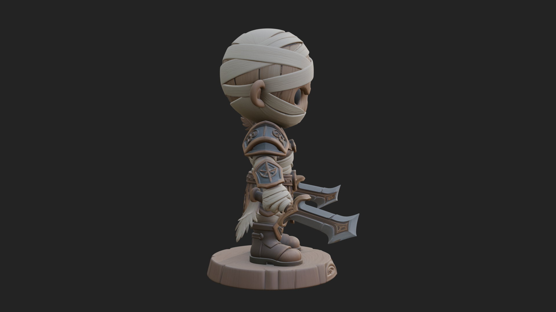 Cute Chibi Mummy Statue Design 5 3D Print Model 3D Model