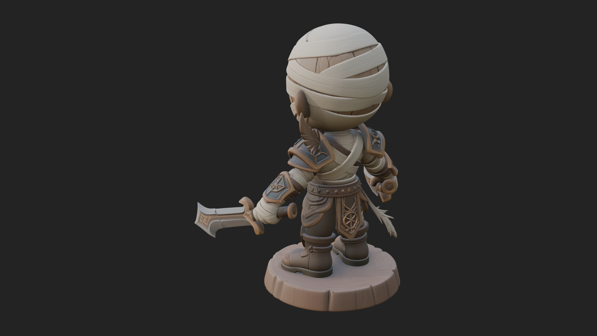 Cute Chibi Mummy Statue Design 5 3D Print Model 3D Model