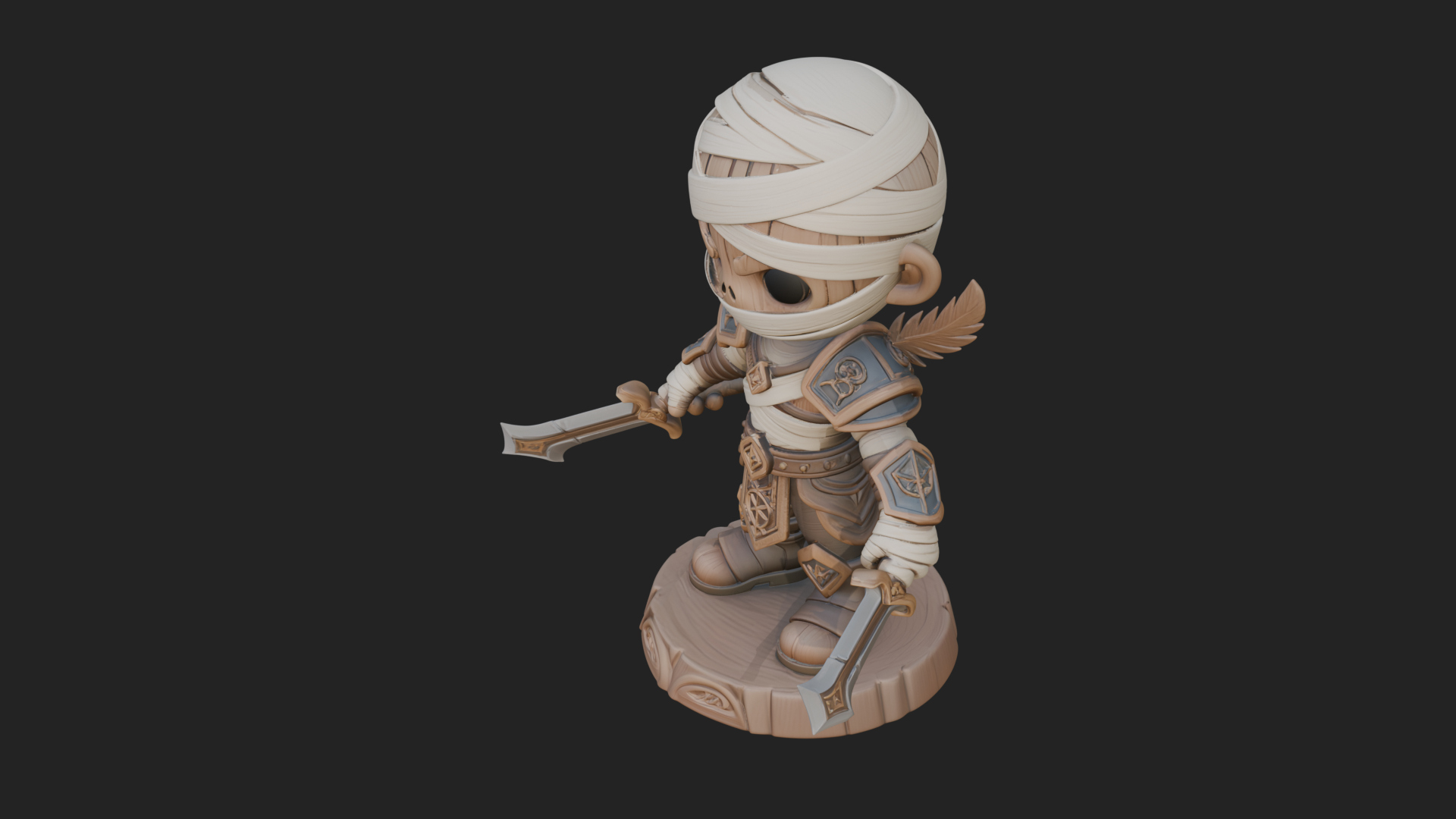 Cute Chibi Mummy Statue Design 5 3D Print Model 3D Model
