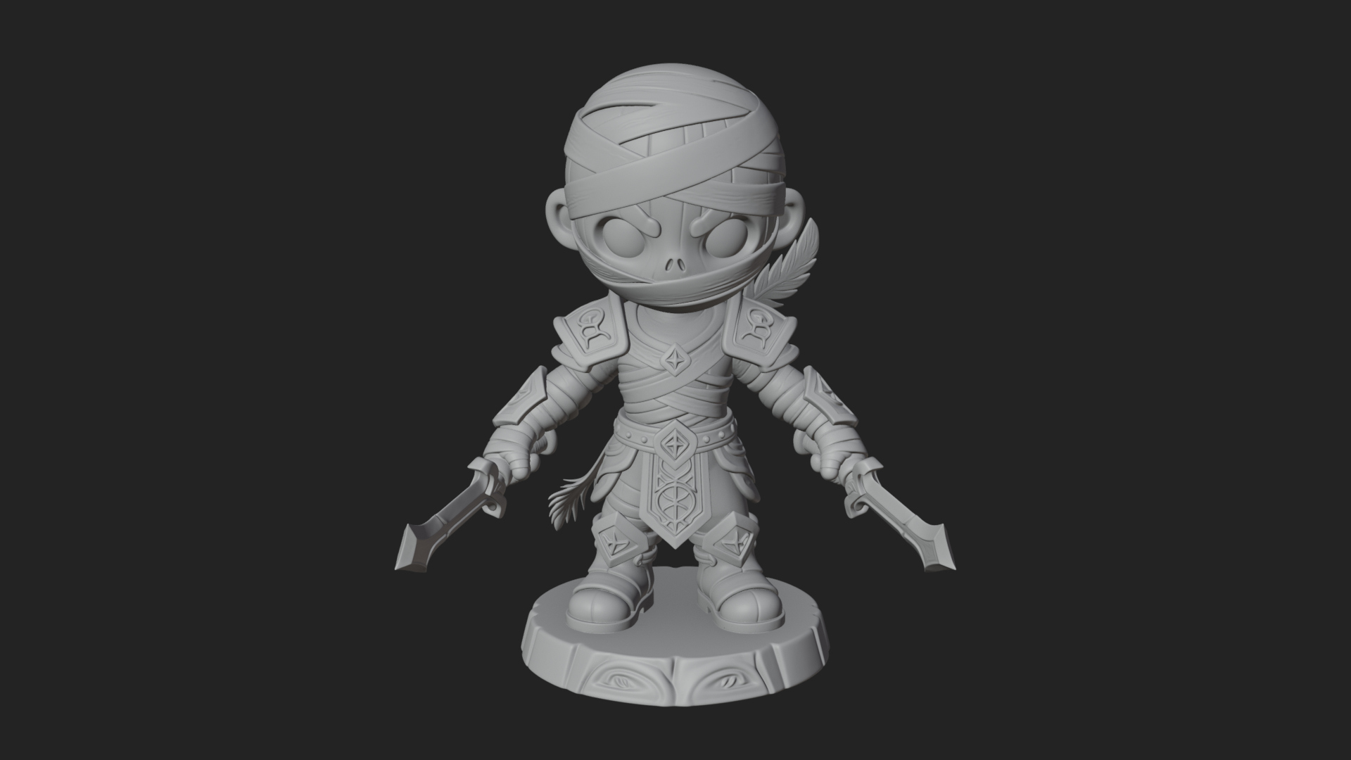 Cute Chibi Mummy Statue Design 5 3D Print Model 3D Model