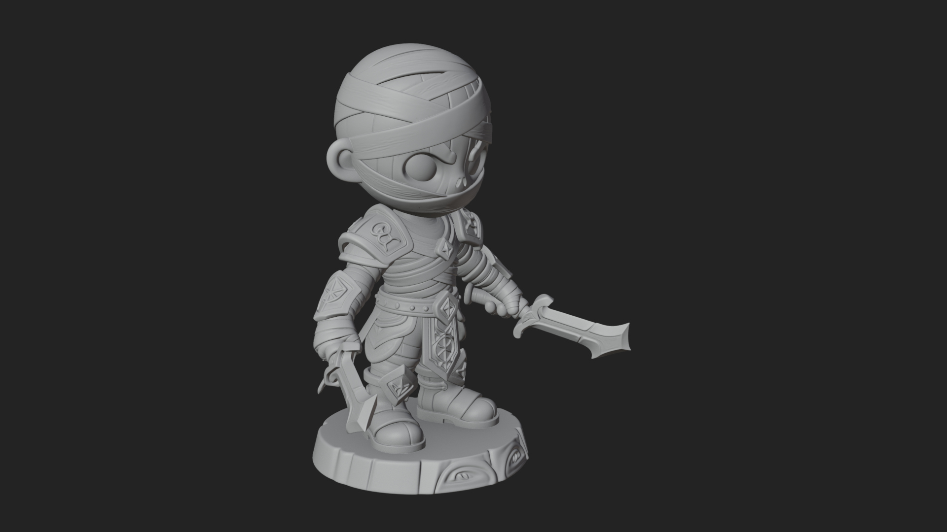 Cute Chibi Mummy Statue Design 5 3D Print Model 3D Model