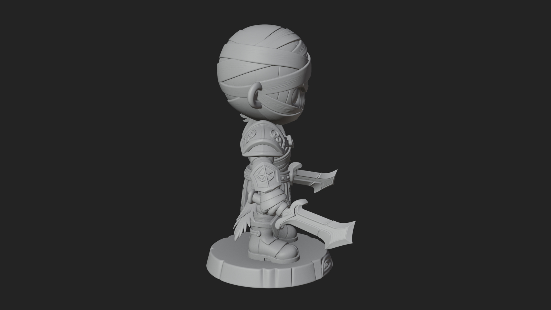 Cute Chibi Mummy Statue Design 5 3D Print Model 3D Model