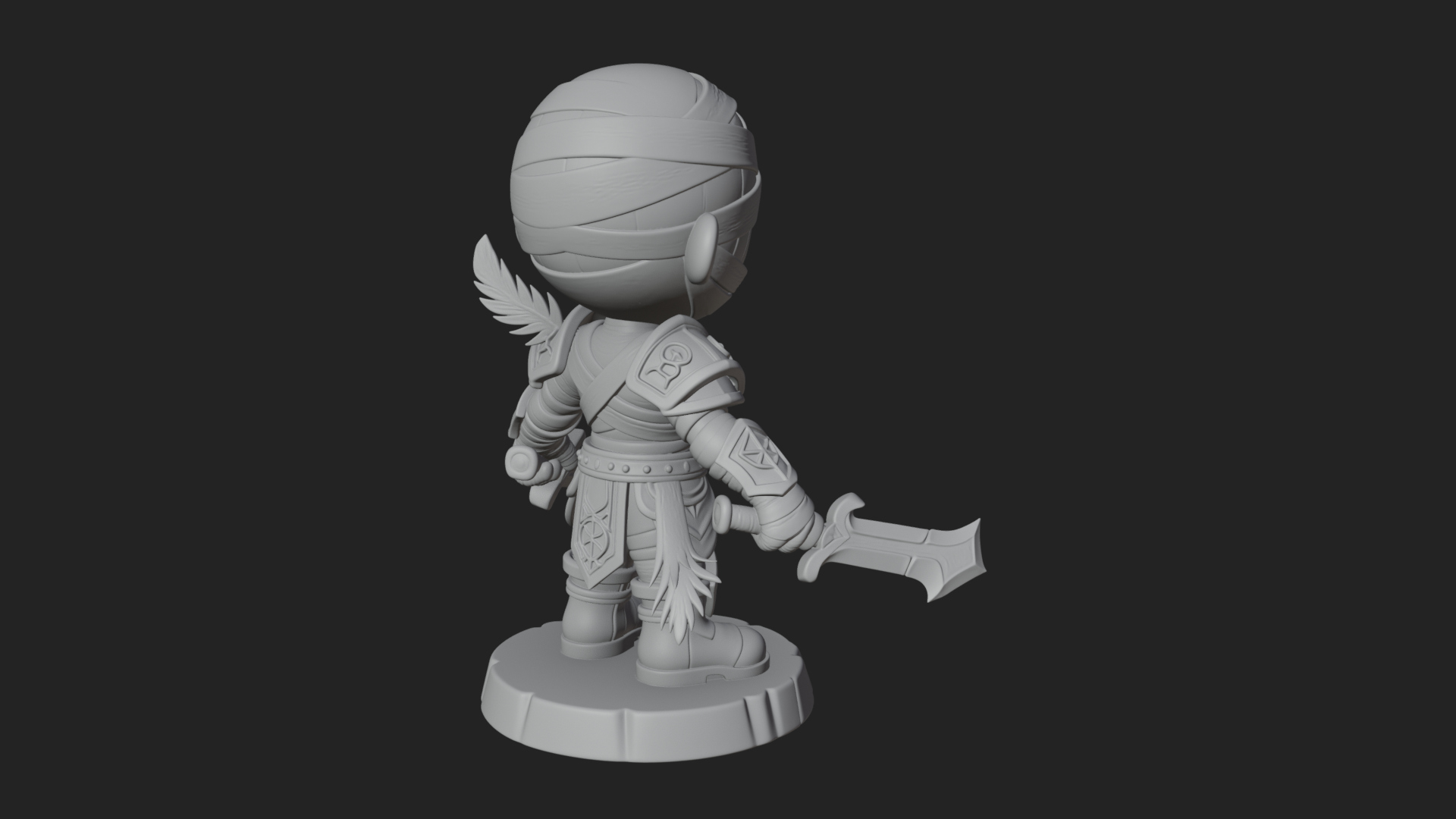 Cute Chibi Mummy Statue Design 5 3D Print Model 3D Model