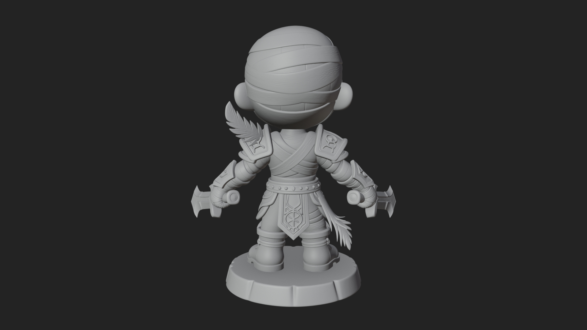 Cute Chibi Mummy Statue Design 5 3D Print Model 3D Model