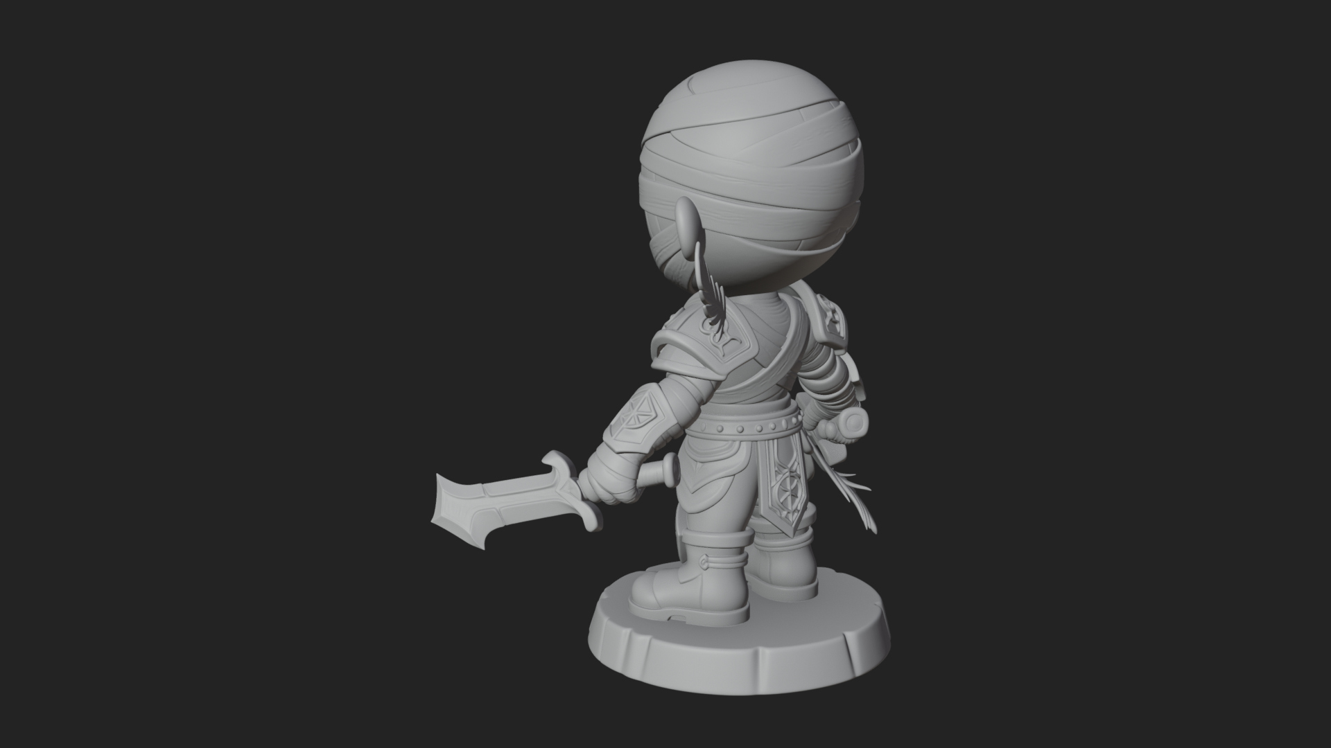 Cute Chibi Mummy Statue Design 5 3D Print Model 3D Model