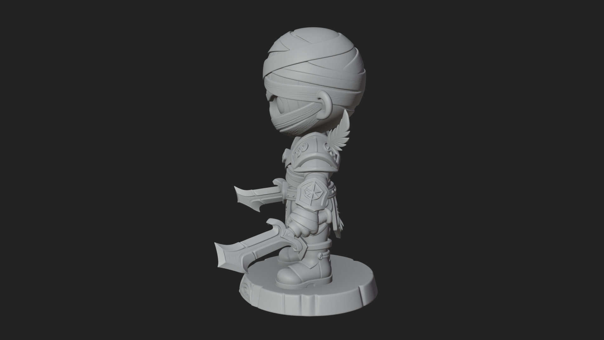 Cute Chibi Mummy Statue Design 5 3D Print Model 3D Model