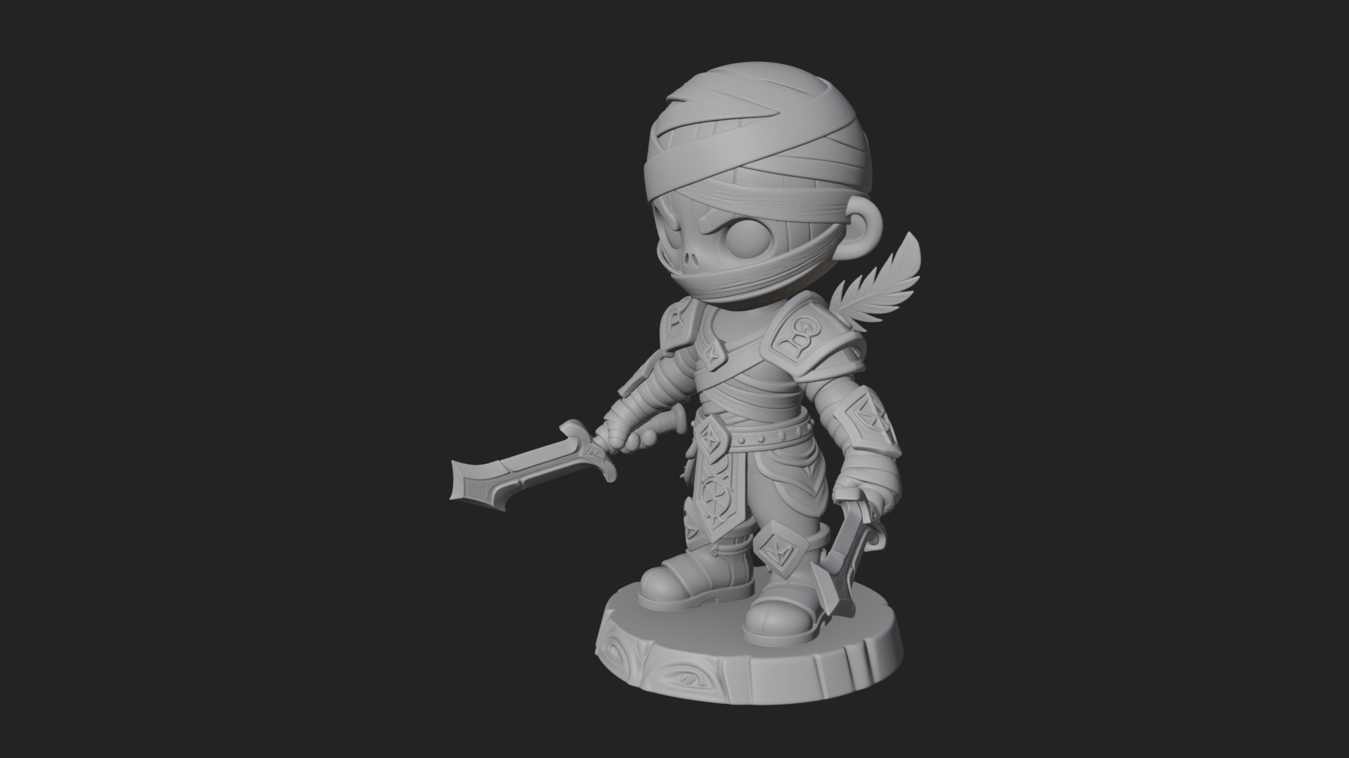 Cute Chibi Mummy Statue Design 5 3D Print Model 3D Model