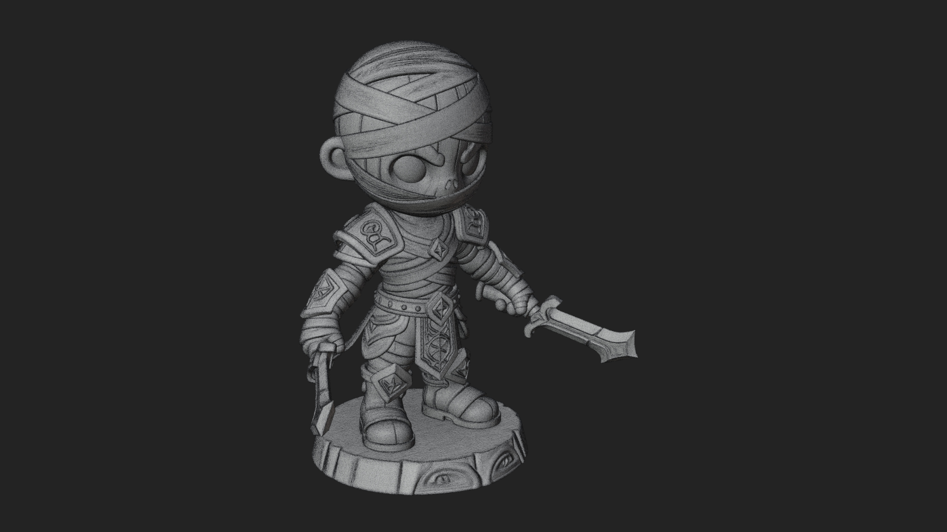 Cute Chibi Mummy Statue Design 5 3D Print Model 3D Model