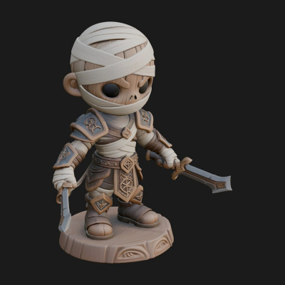Cute Chibi Mummy Statue Design 5 3D Print Model