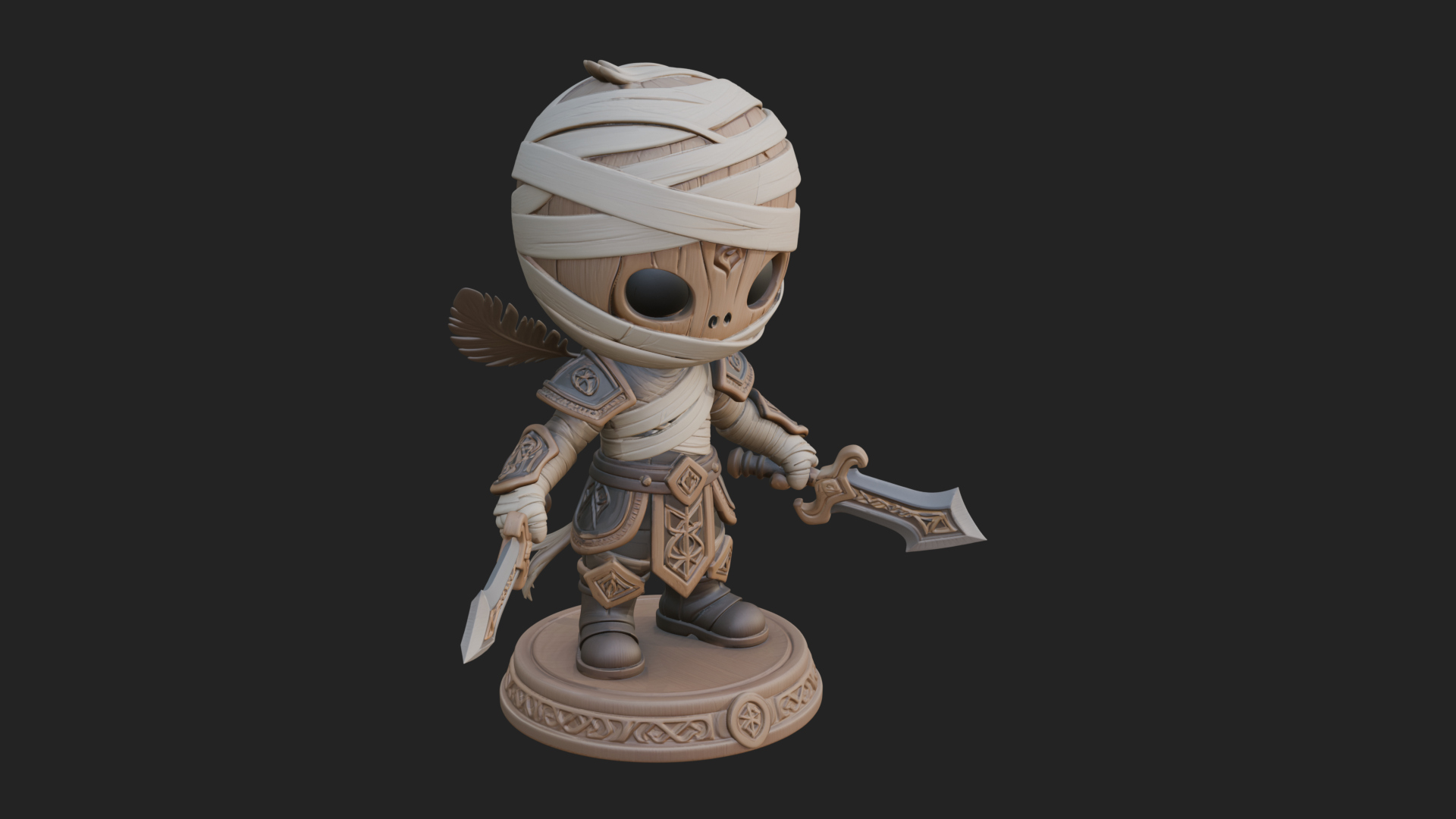 Cute Chibi Mummy Statue Design 6 3D Print Model 3D Model