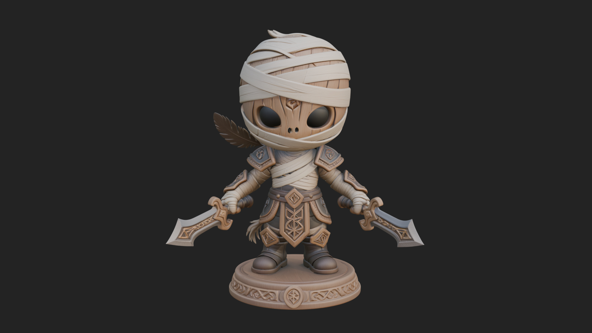 Cute Chibi Mummy Statue Design 6 3D Print Model 3D Model