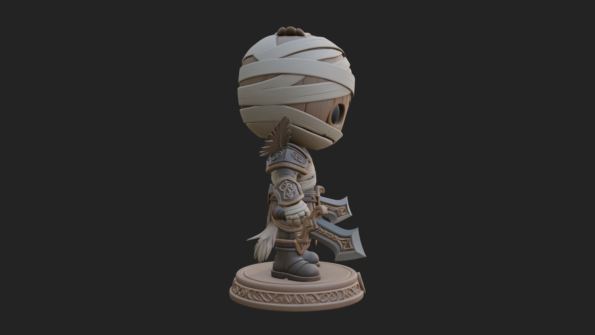 Cute Chibi Mummy Statue Design 6 3D Print Model 3D Model