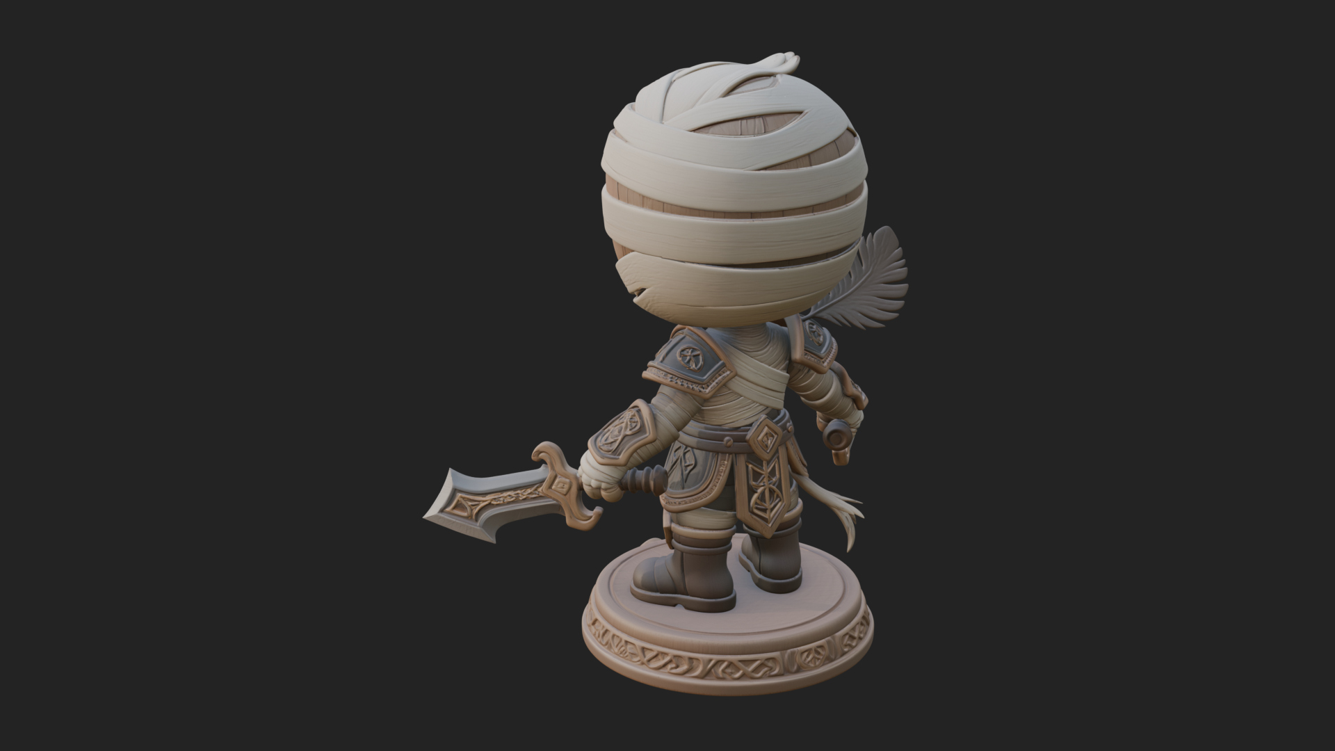 Cute Chibi Mummy Statue Design 6 3D Print Model 3D Model