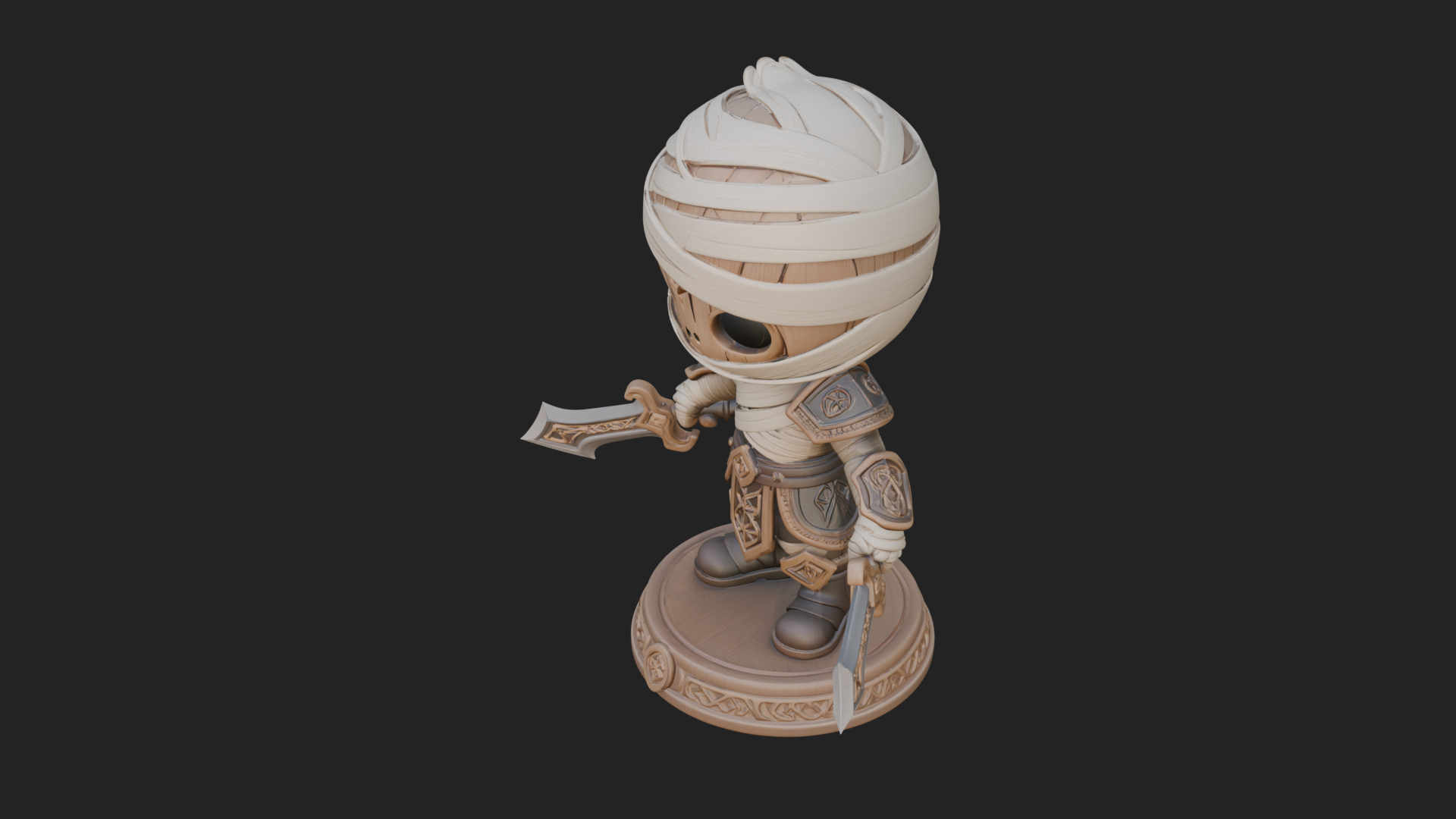 Cute Chibi Mummy Statue Design 6 3D Print Model 3D Model