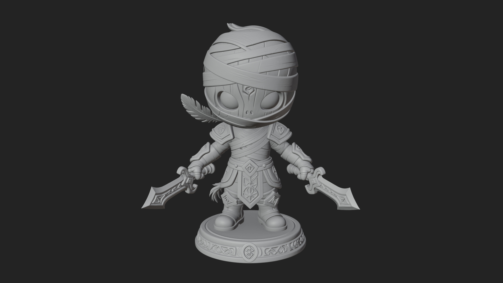 Cute Chibi Mummy Statue Design 6 3D Print Model 3D Model