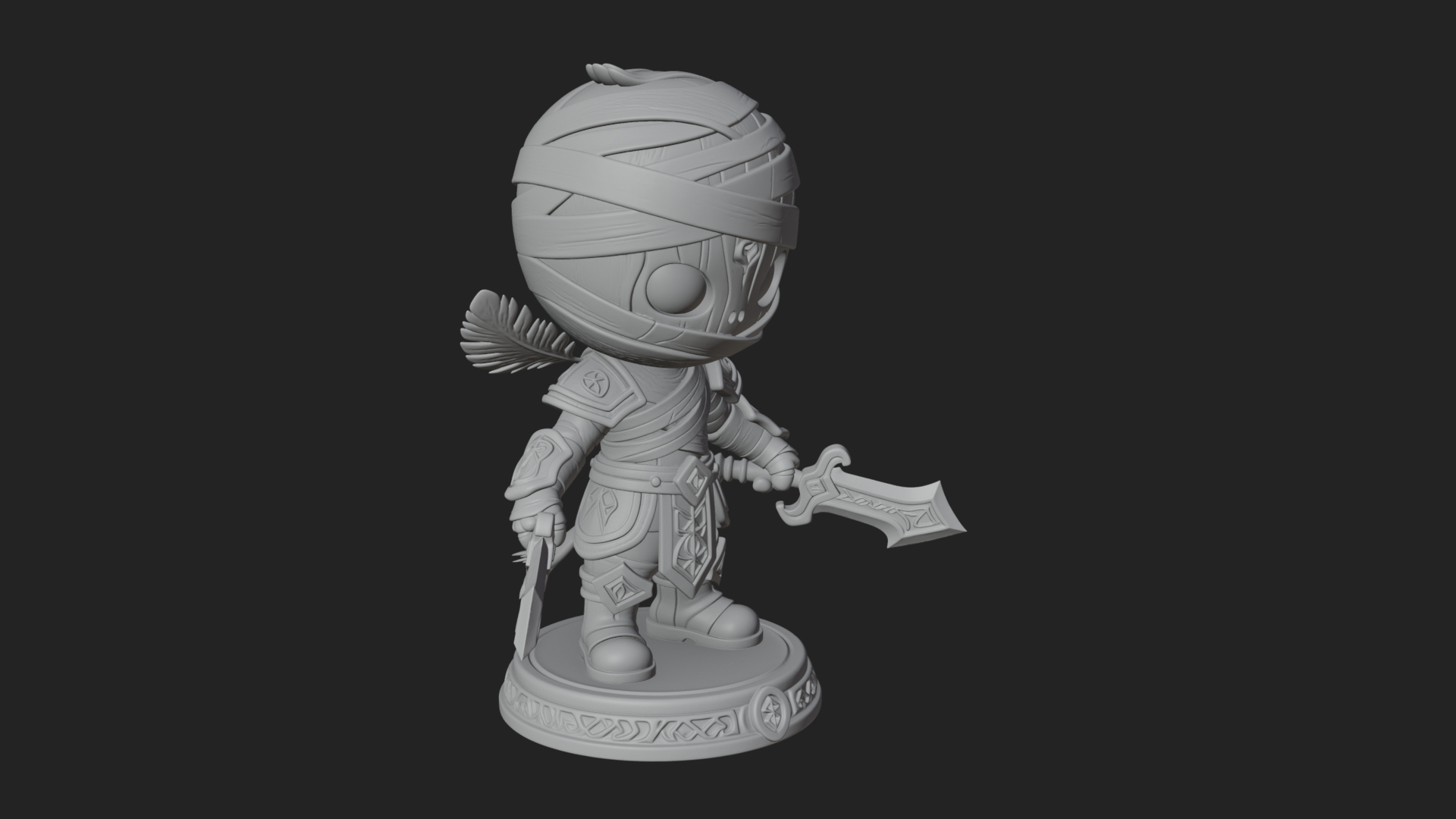 Cute Chibi Mummy Statue Design 6 3D Print Model 3D Model
