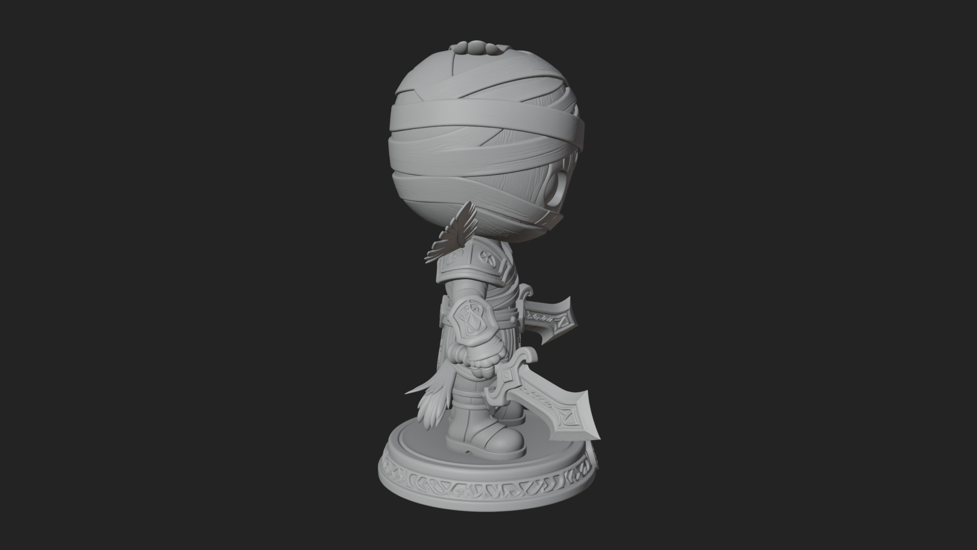 Cute Chibi Mummy Statue Design 6 3D Print Model 3D Model